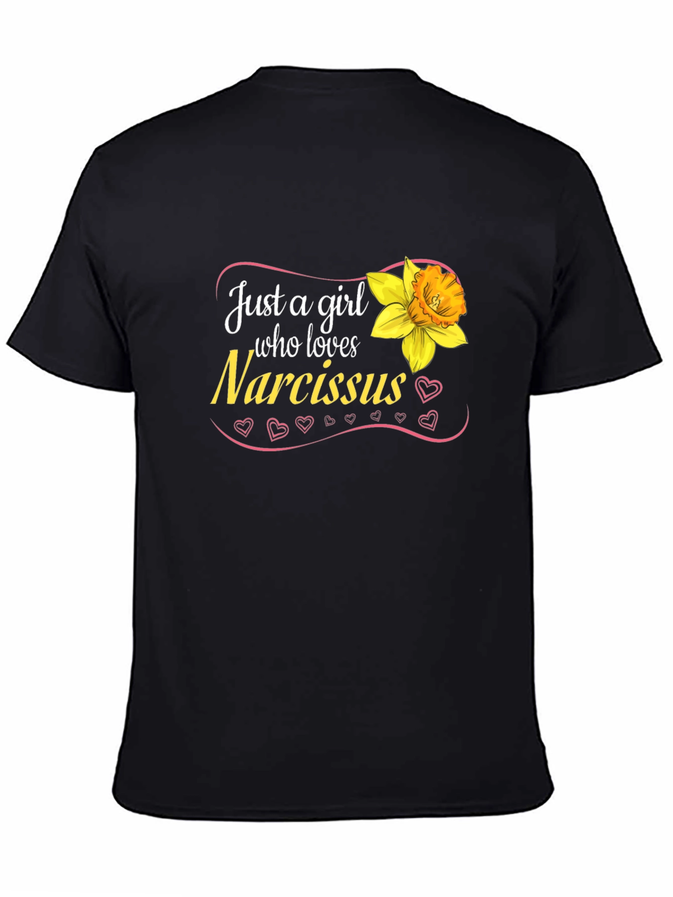 Black Narcissus Flower Girl's T-Shirt - Cute Floral Tee view 4