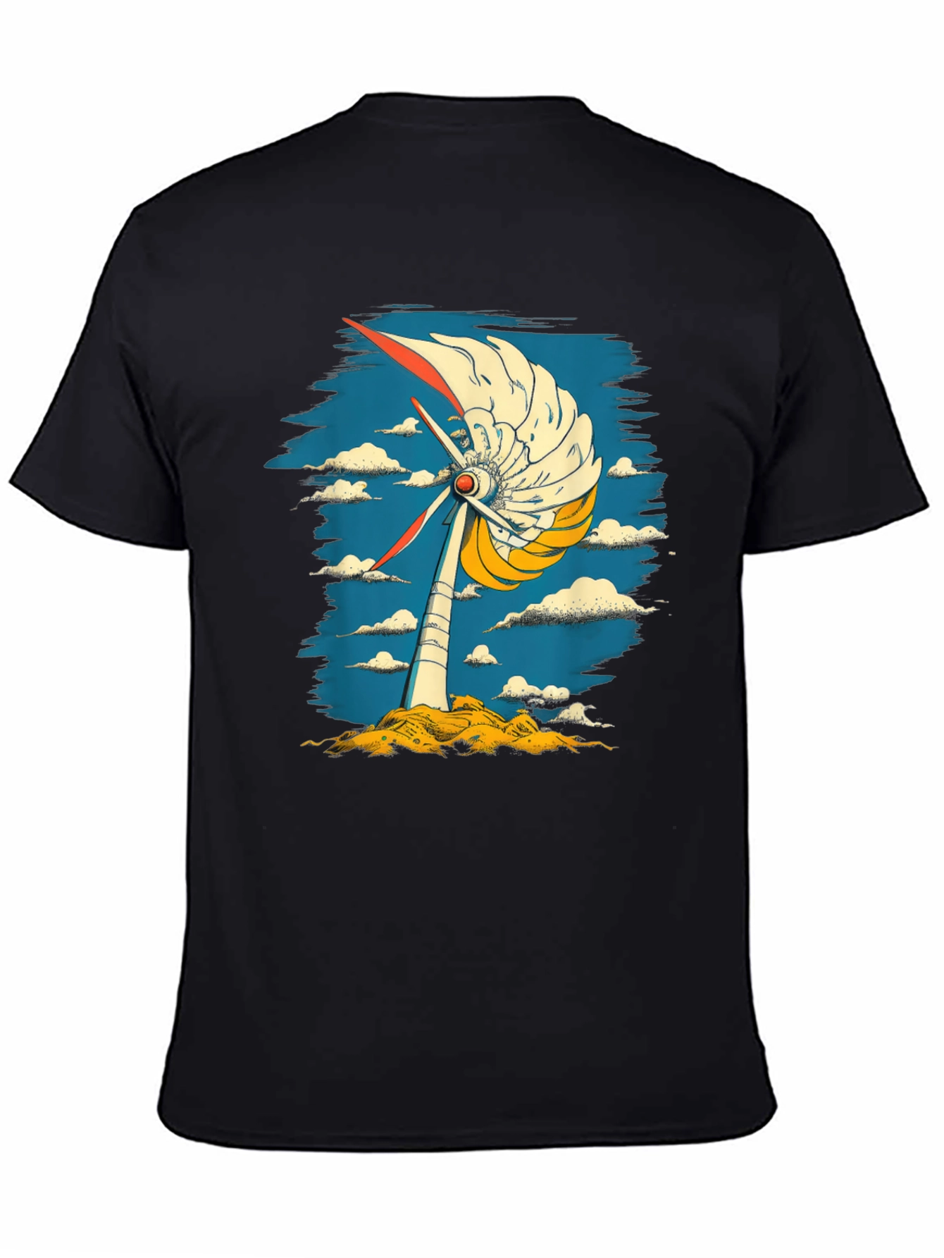 Black Abstract Windmill Graphic Tee - Modern Art Style view 4