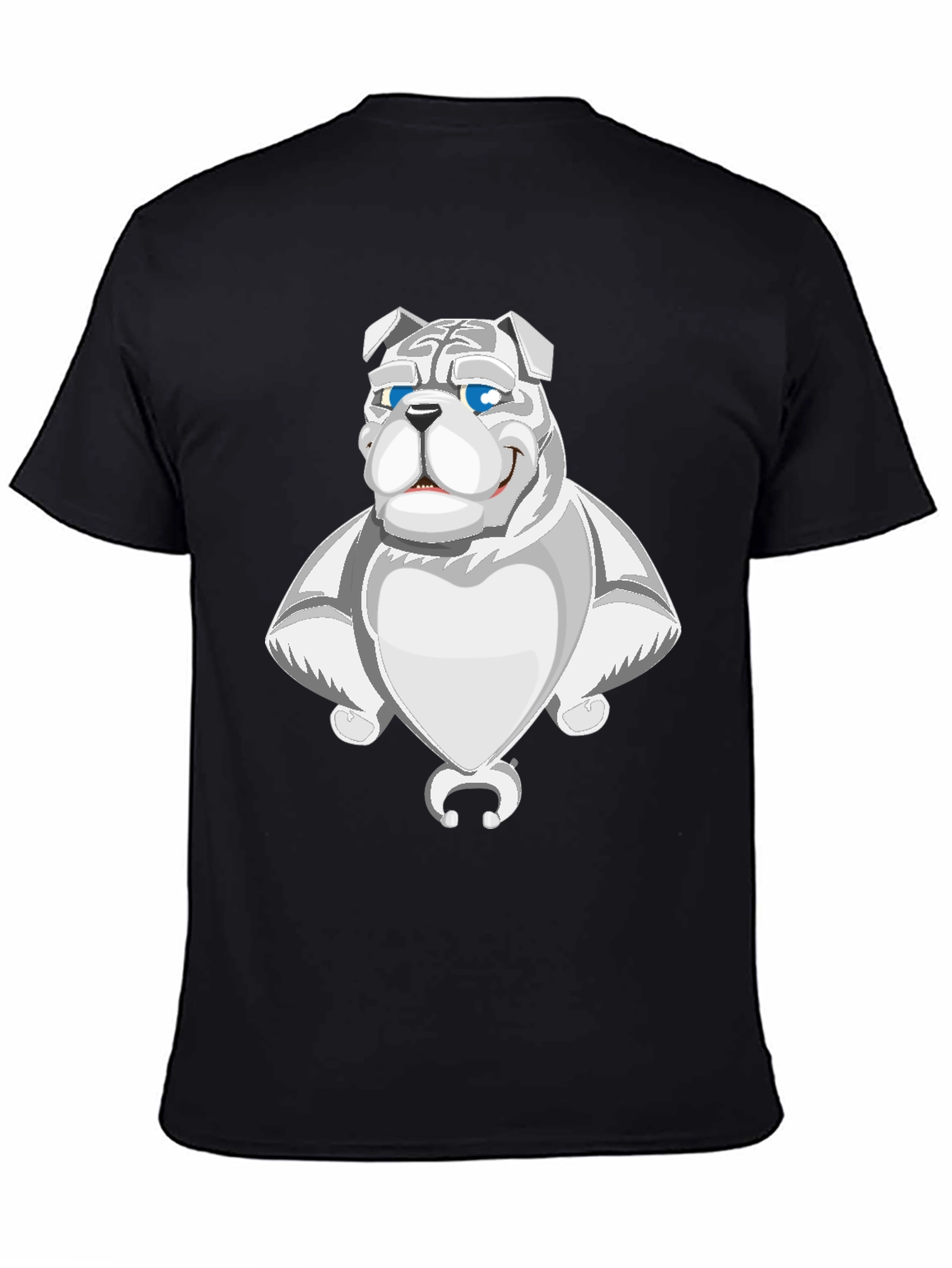Black Cool Bulldog Graphic Tee - Black Cotton Blend view 4