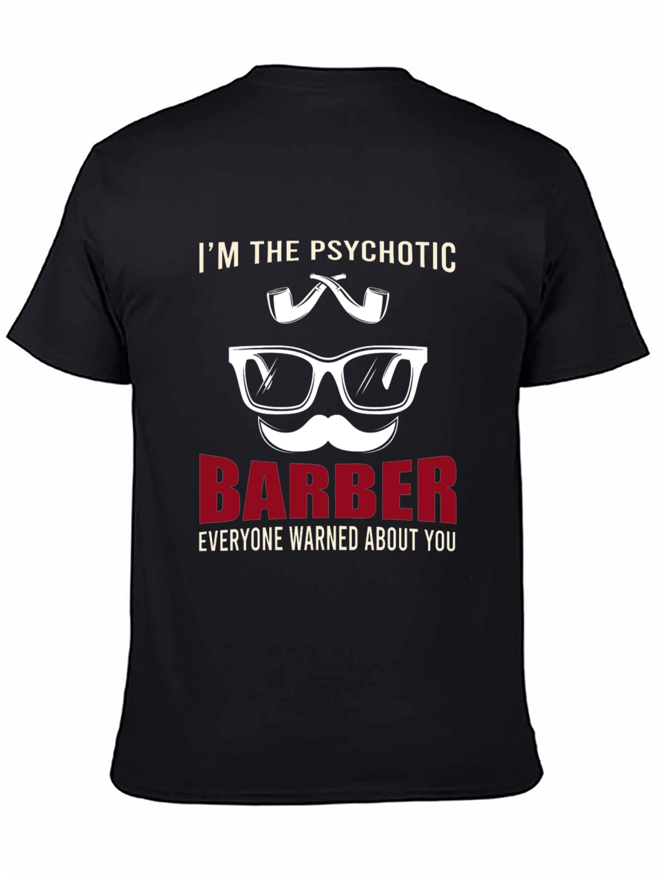 Black Psychotic Barber T-Shirt - Novelty Graphic Tee view 4