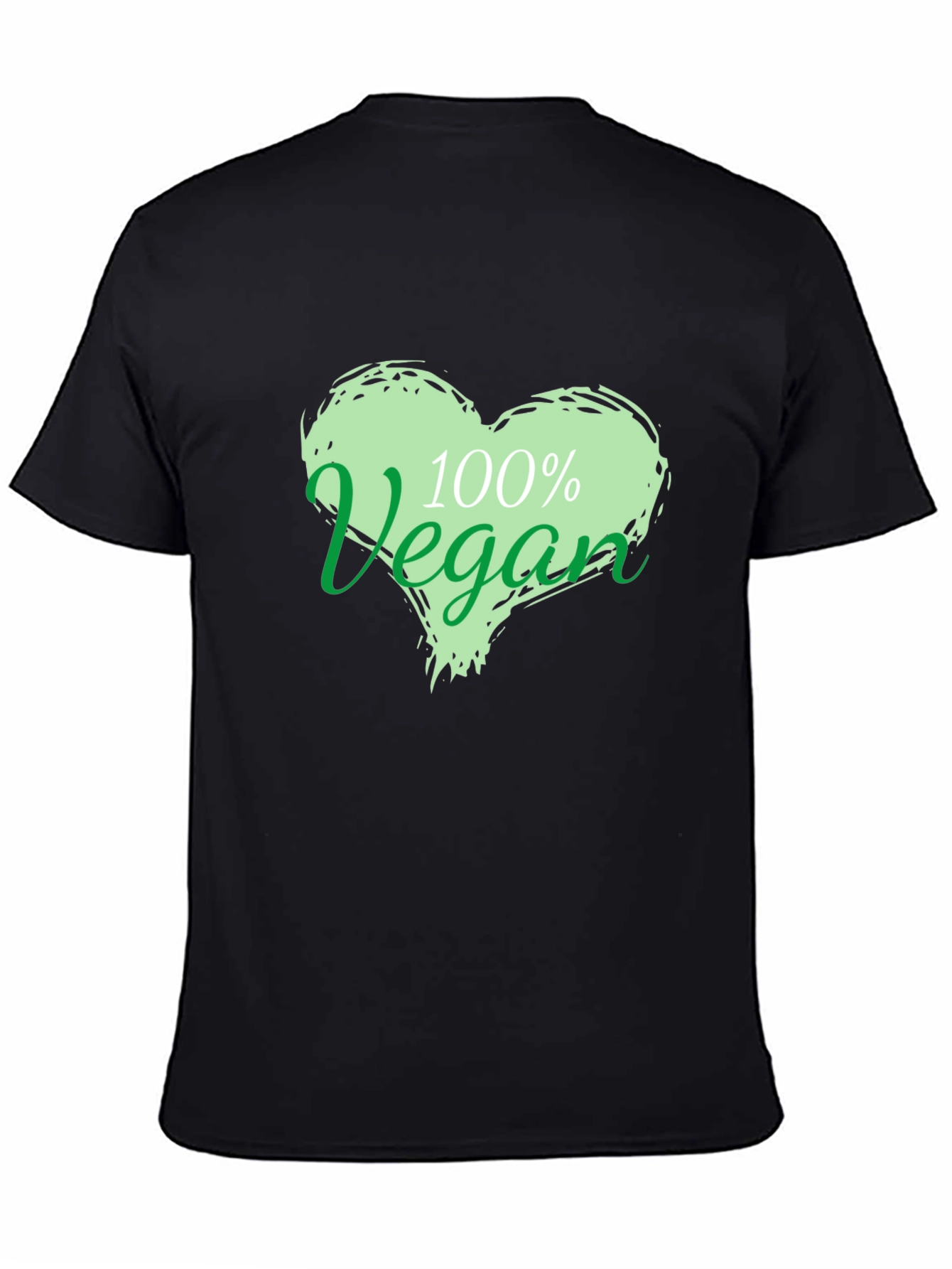 Black 100% Vegan Heart Graphic T-Shirt - Unisex view 4