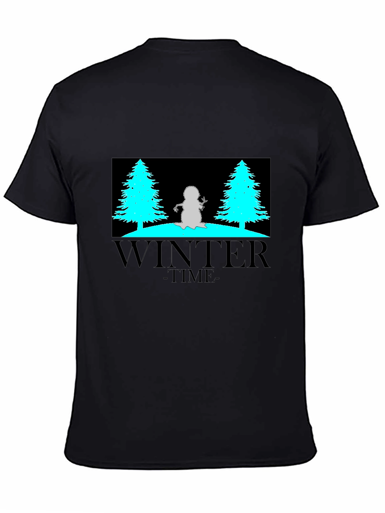Black Winter Time Graphic Tee - Black Cotton Blend view 4