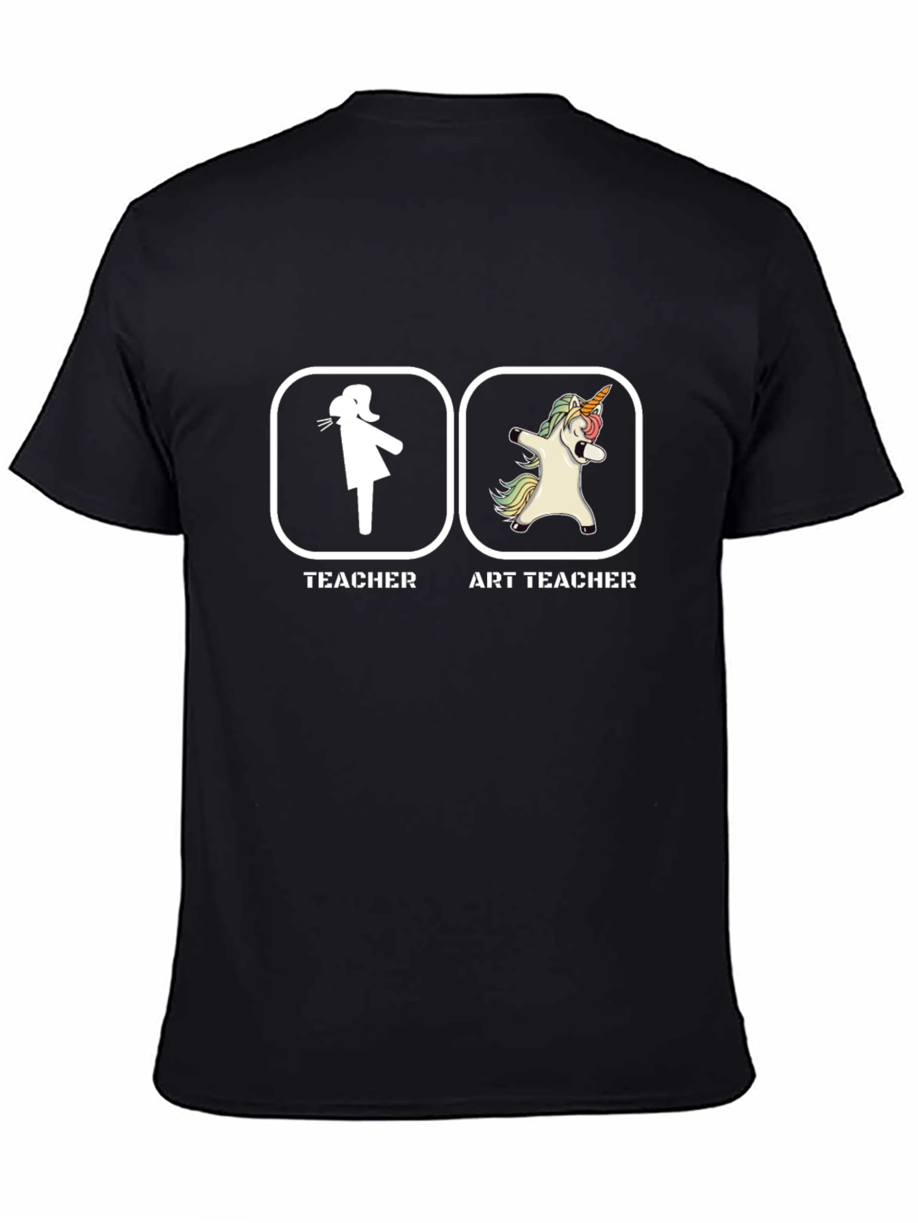Black Art Teacher Unicorn Dab T-Shirt - Funny Teacher Gift view 4