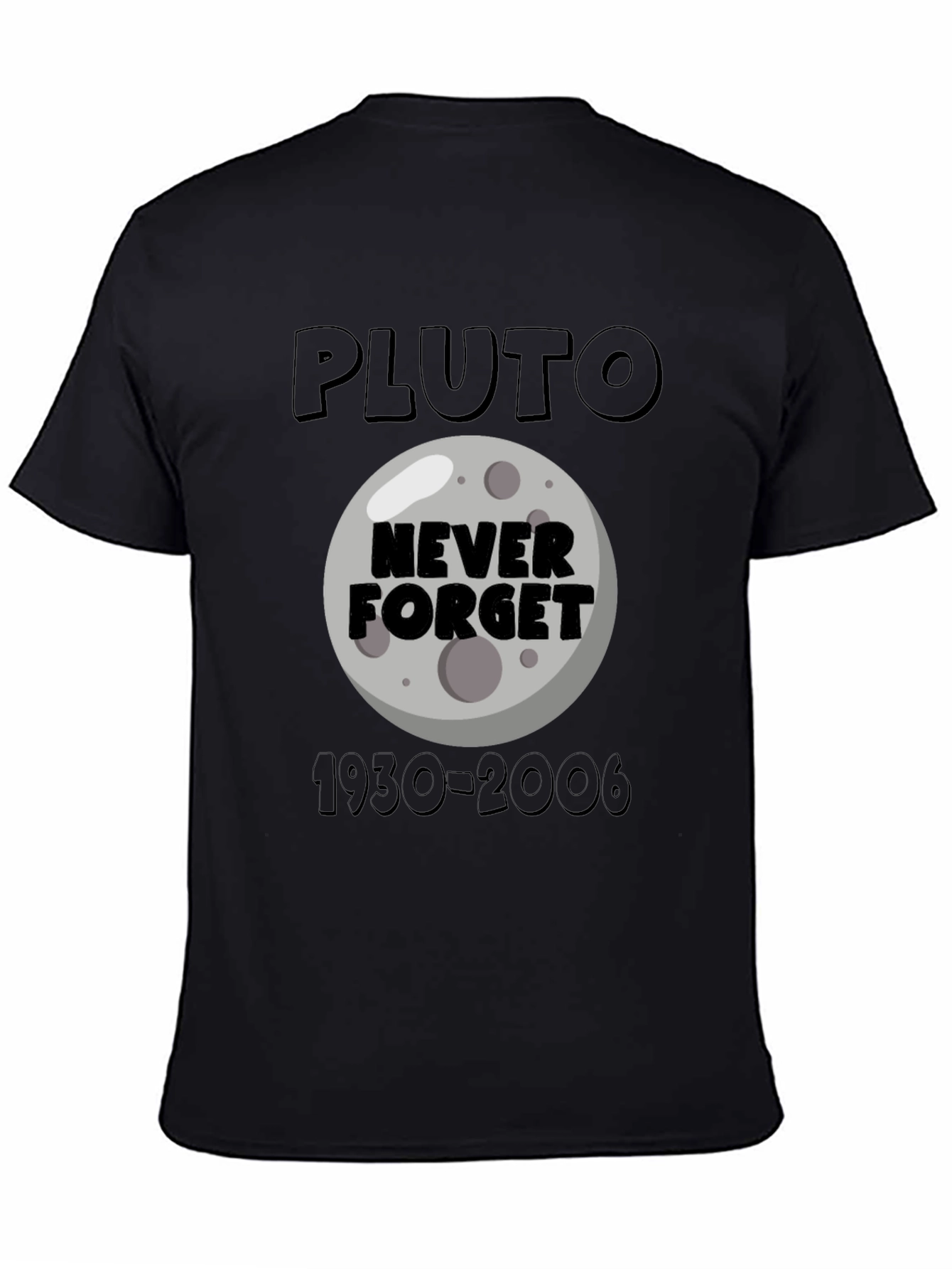 Black Pluto Never Forget Graphic T-Shirt view 4