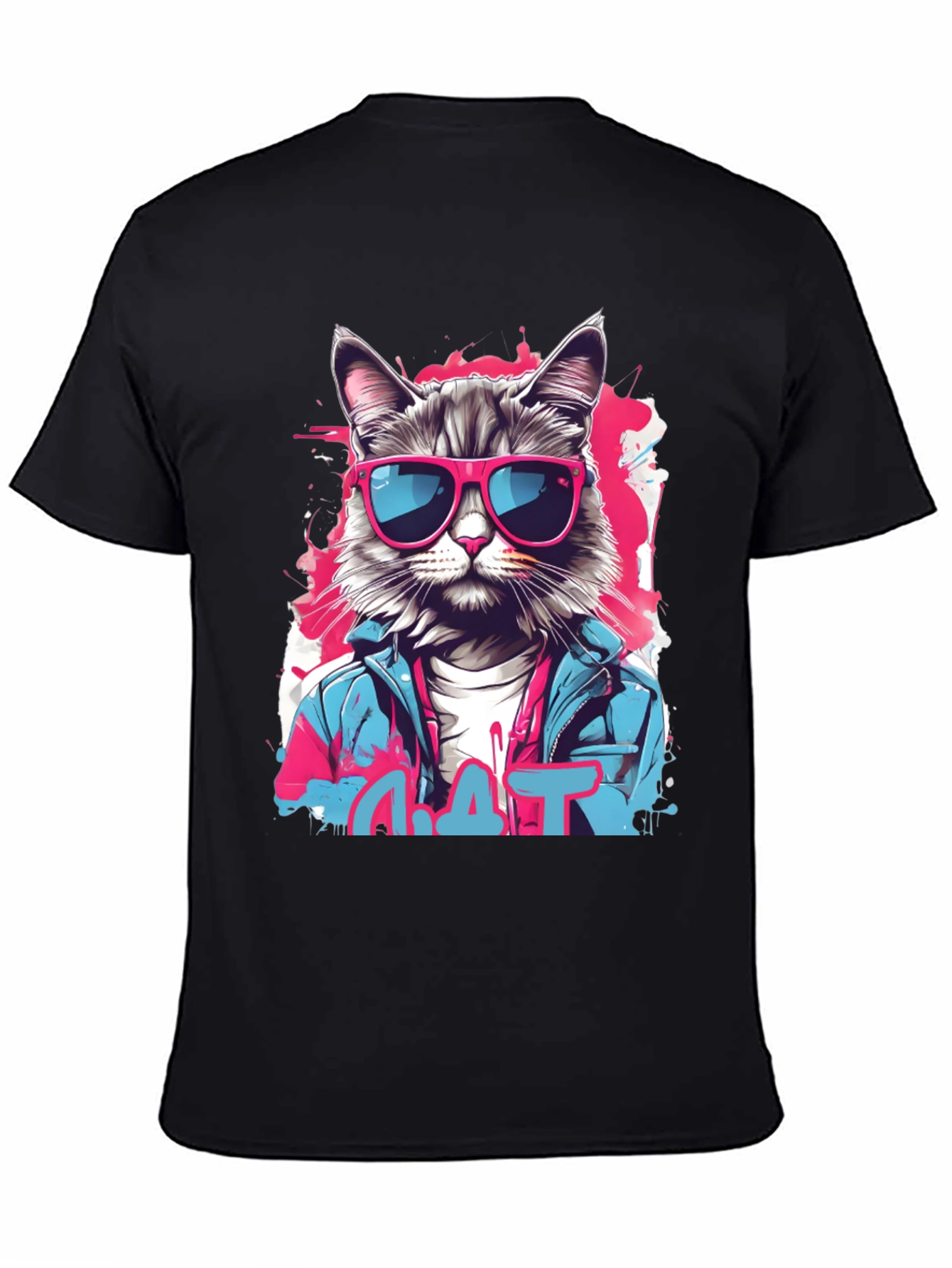 Black Cool Cat Graphic T-Shirt view 4