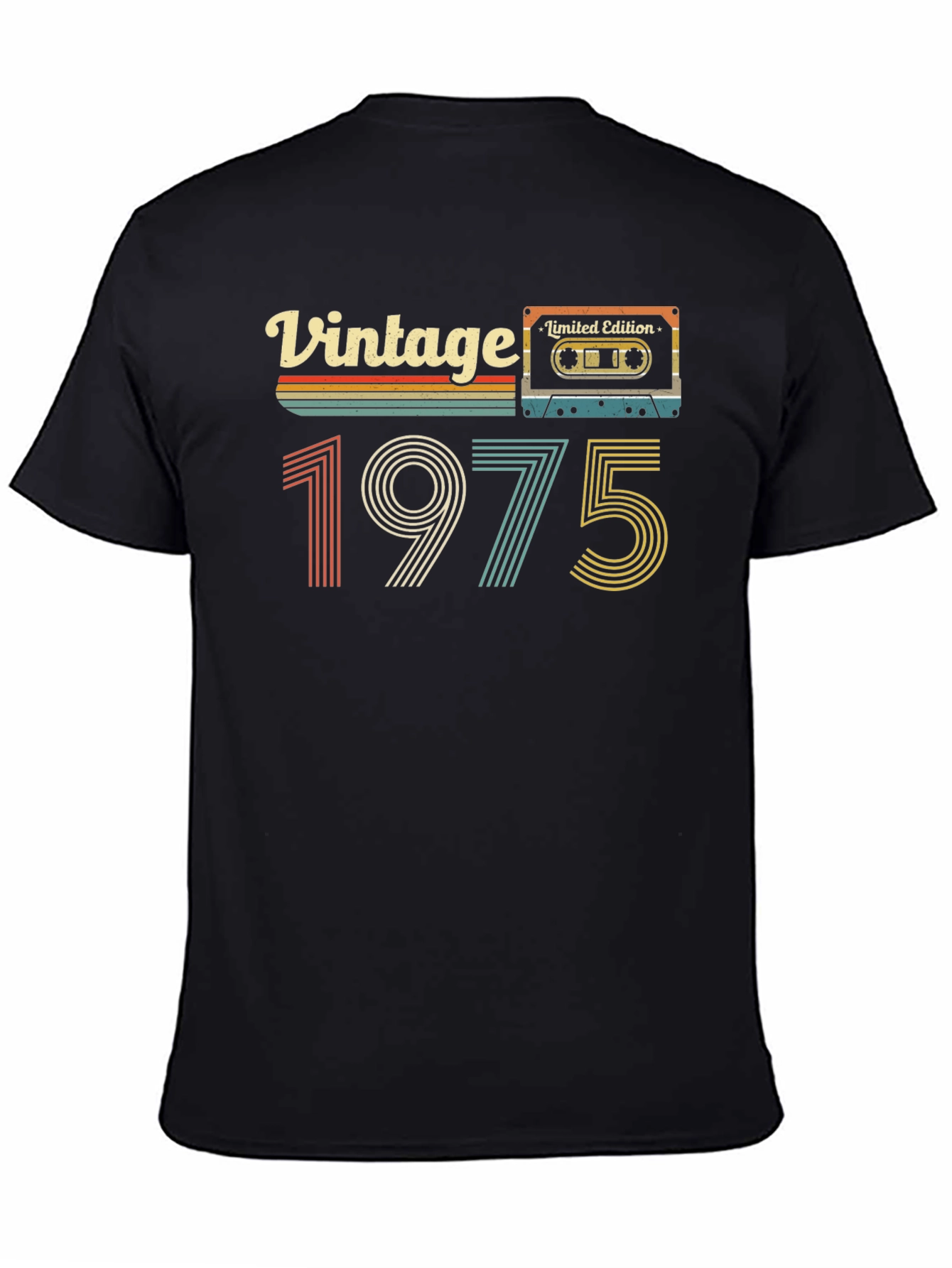 Black Vintage 1975 Cassette Tape T-Shirt - Limited Edition view 4