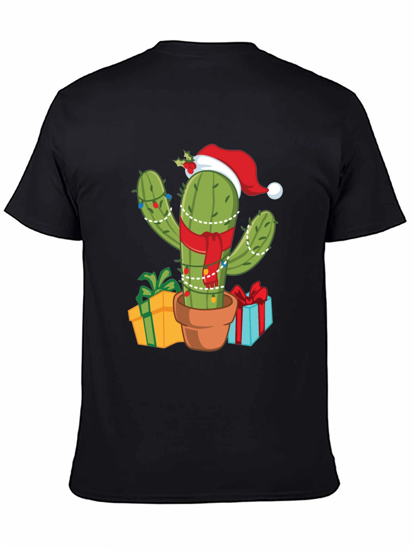 Black Festive Cactus Tee - Holiday Style! view 4