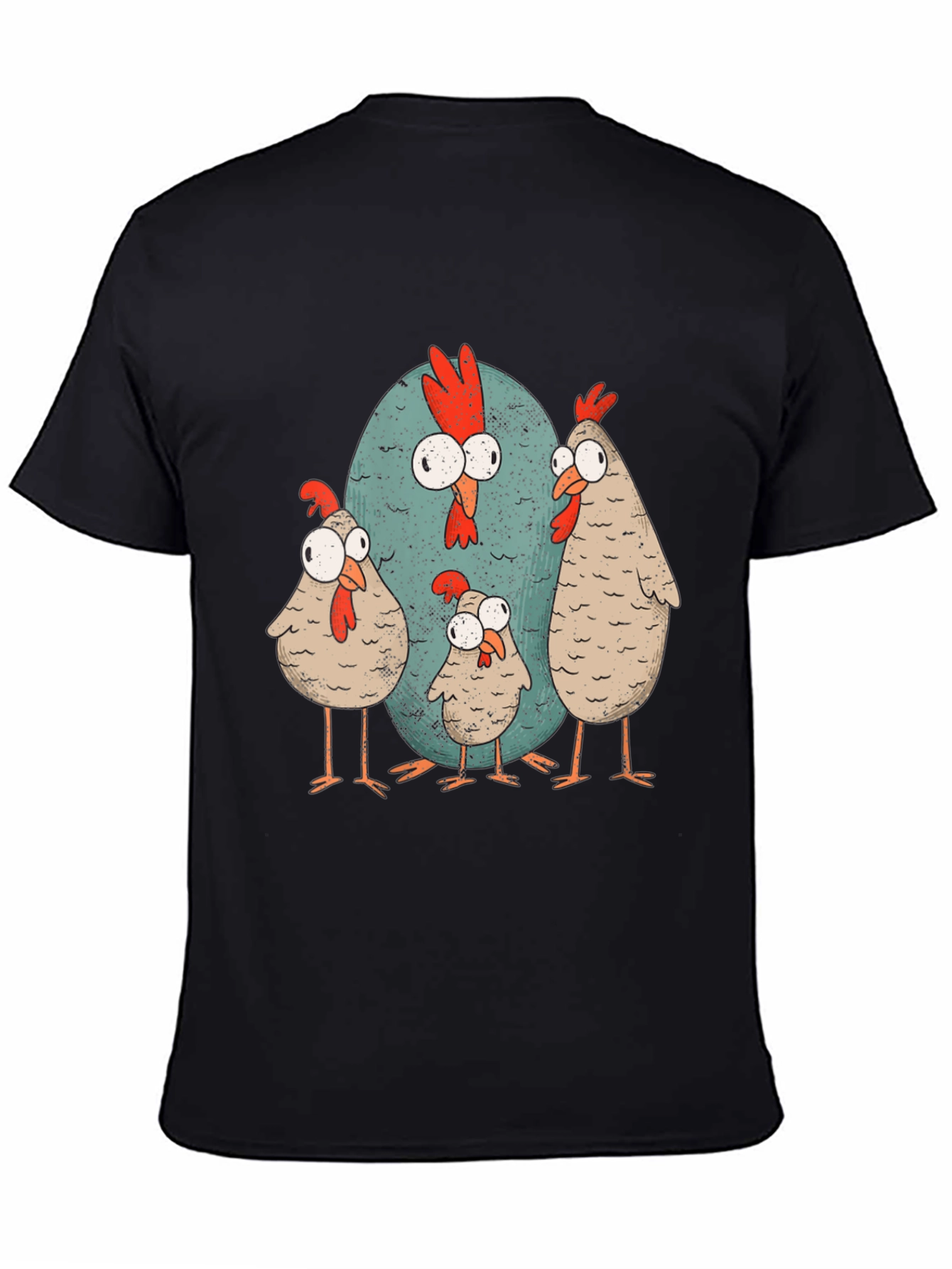 Black Funny Chicken Graphic Tee - Quirky Cartoon Design view 4