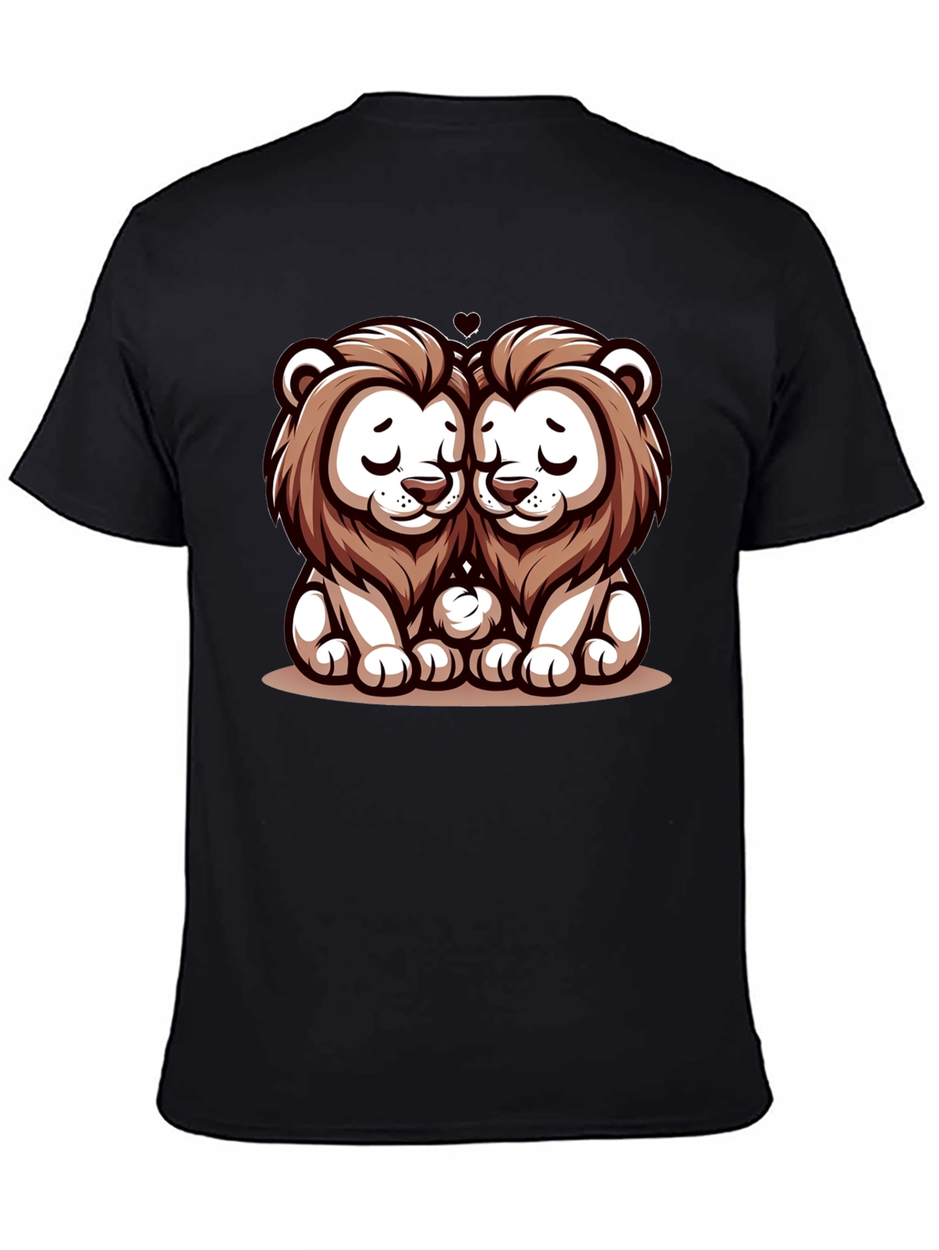 Black Cute Lion Love T-Shirt view 4