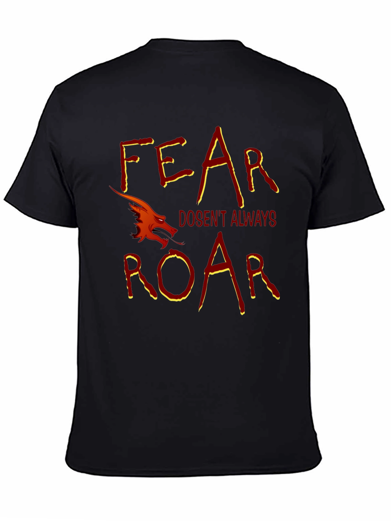 Black Fear Doesn't Always Roar Dragon Graphic T-Shirt view 4