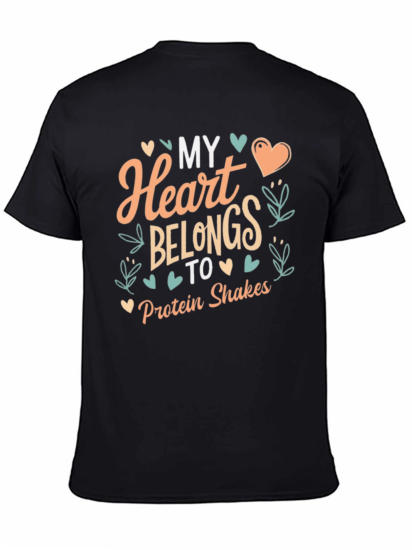 Black My Heart Belongs to Protein Shakes Graphic Tee view 4