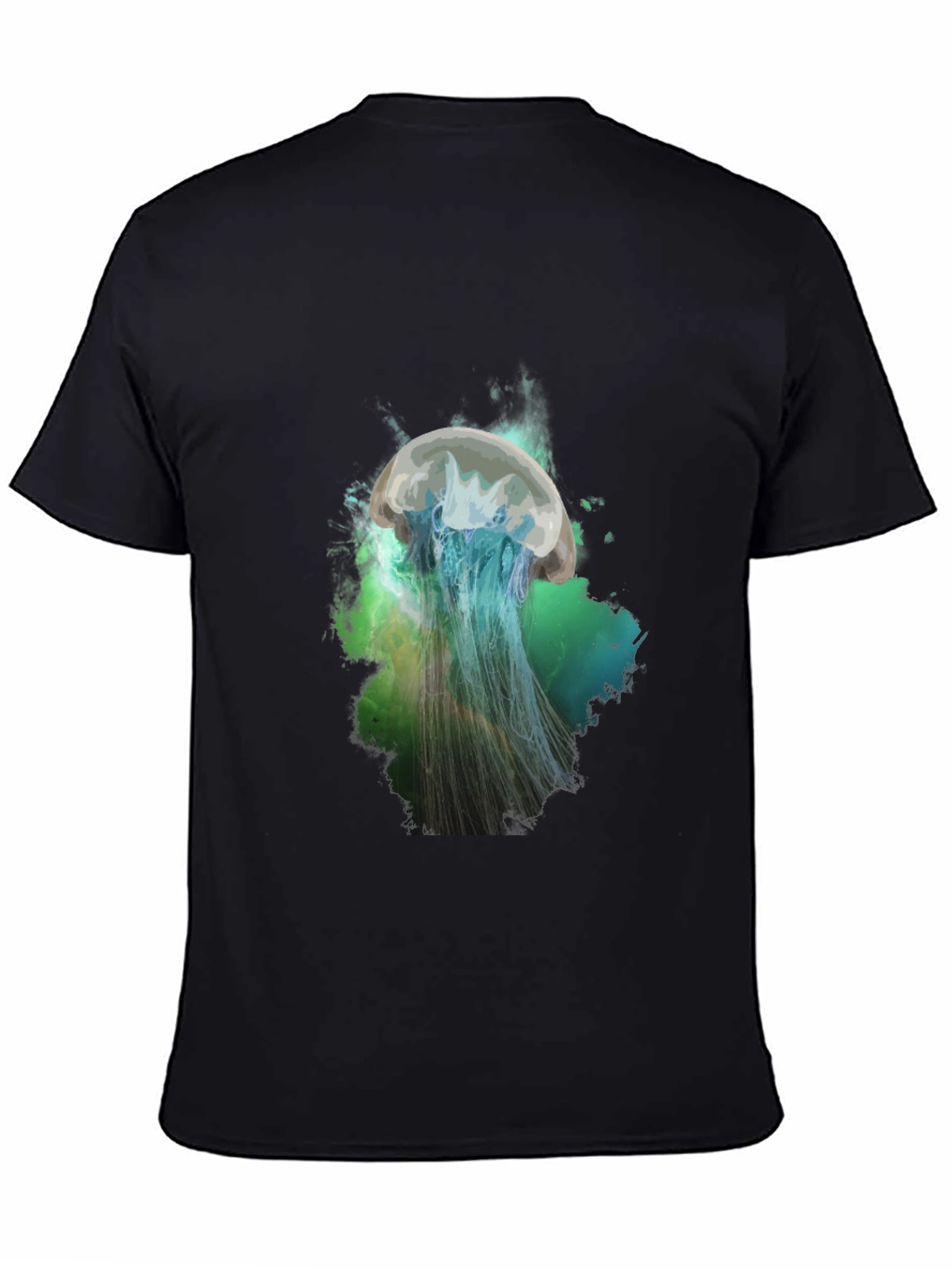Black Jellyfish Graphic Print T-Shirt - Black view 4