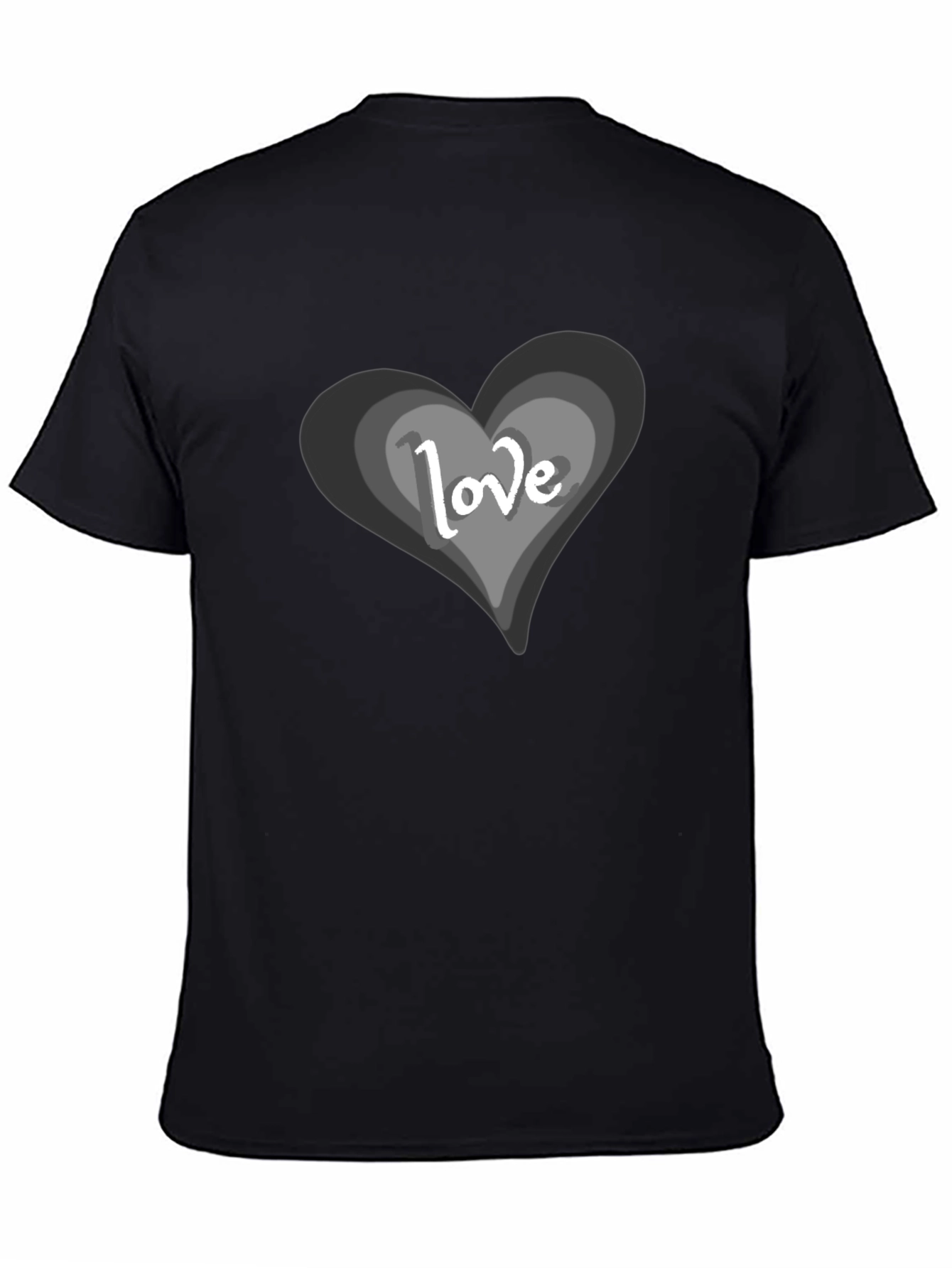 Black Love Heart Graphic Black T-Shirt view 4