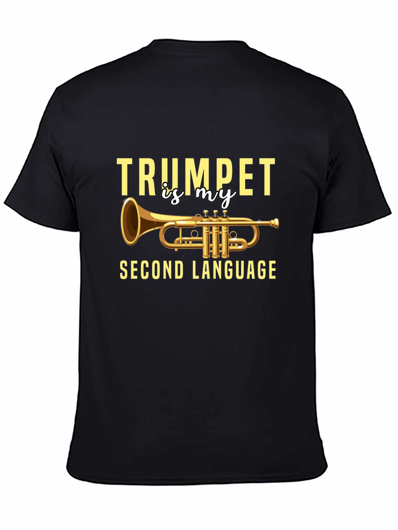 Black Trumpet Second Language Musician T-Shirt view 4
