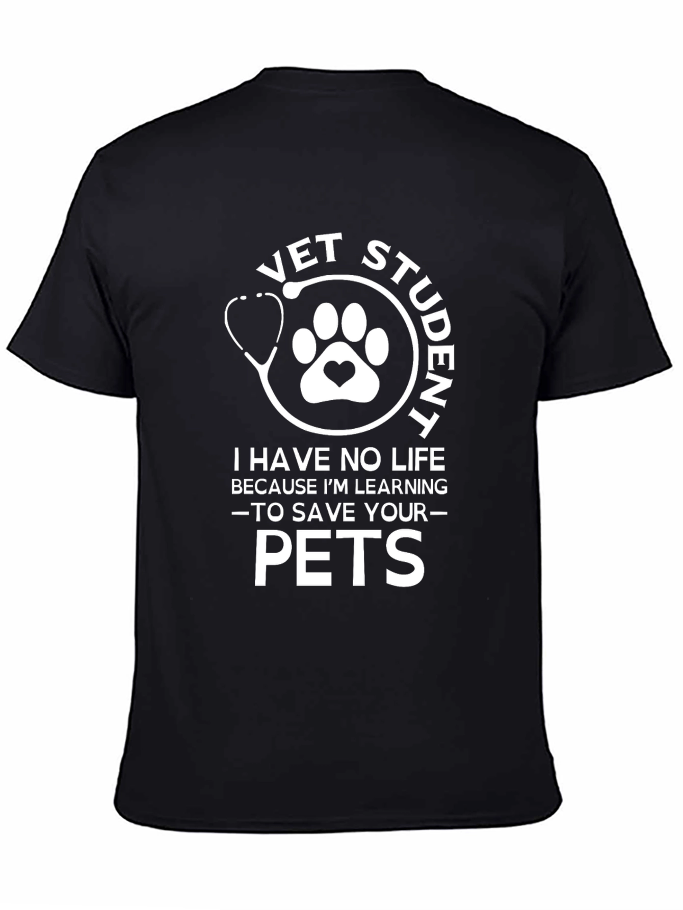 Black Vet Student Graphic T-Shirt - Save Your Pets view 4