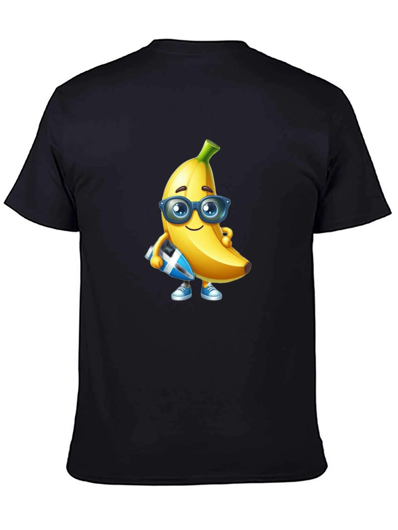 Black Cool Banana Graphic Tee - Black Cotton T-Shirt view 4