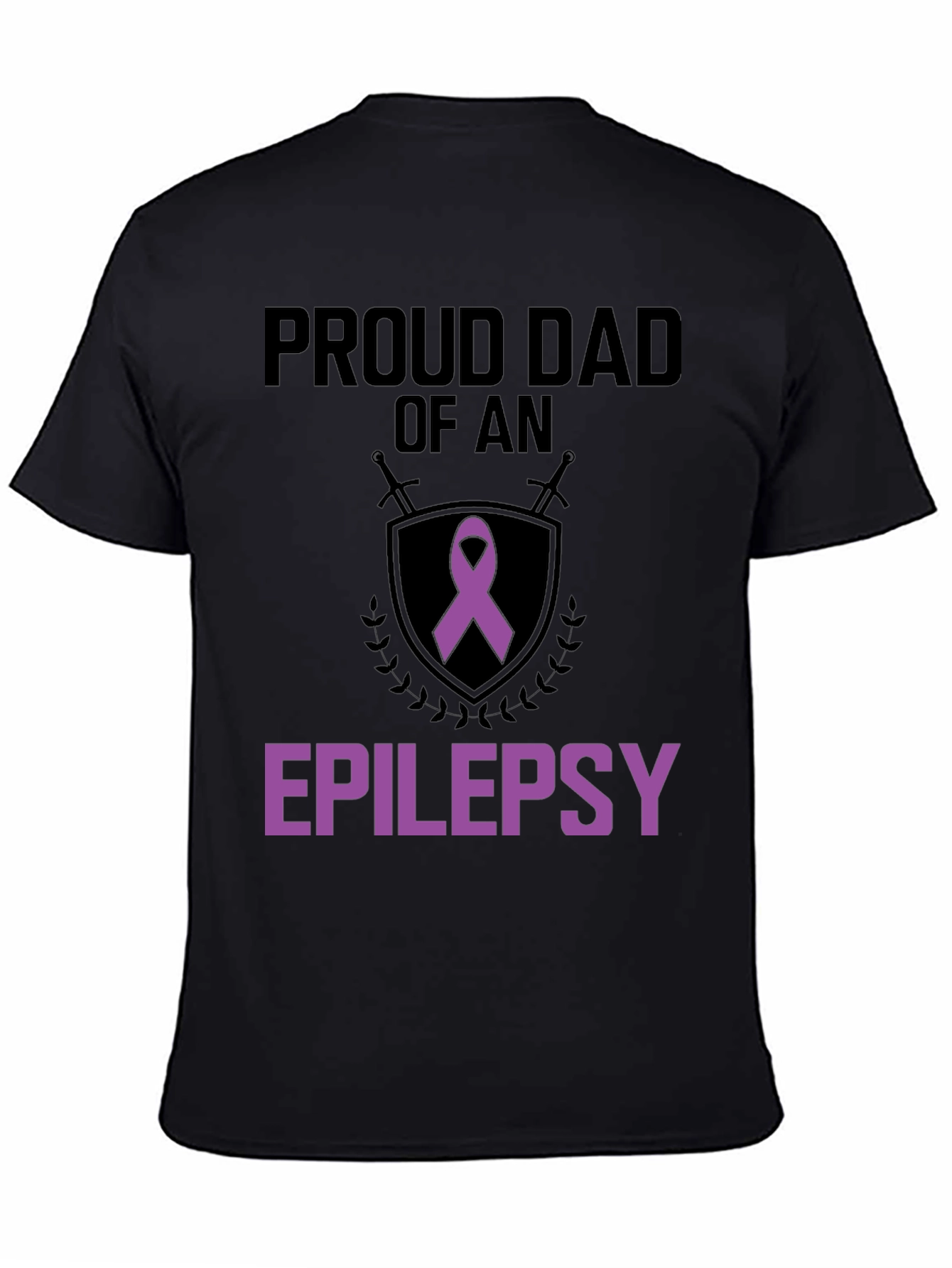 Black Proud Dad of an Epilepsy Warrior T-Shirt view 4
