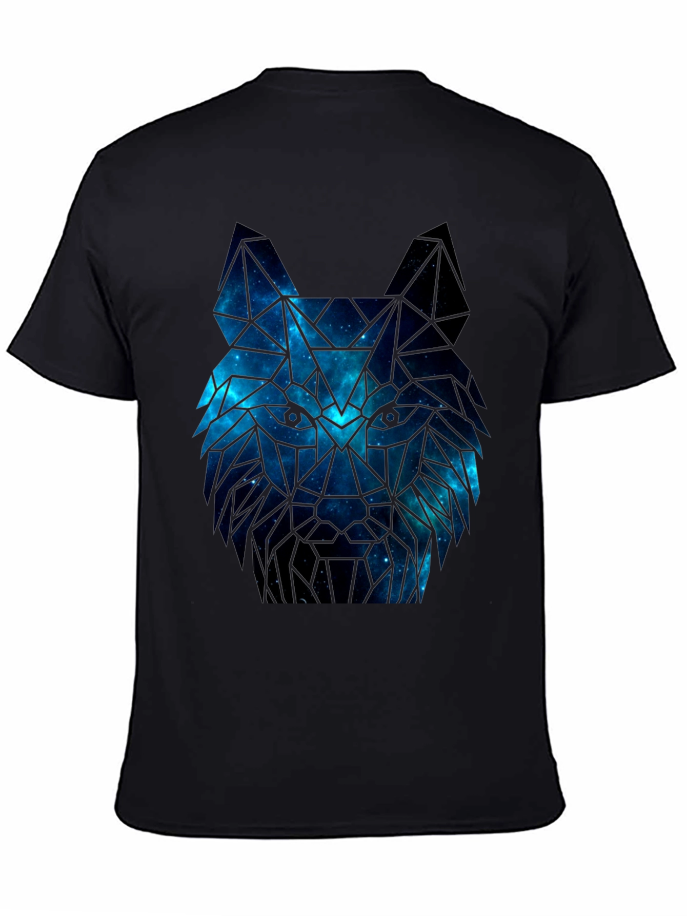 Black Galaxy Wolf Graphic Tee - Men's Black T-Shirt view 4