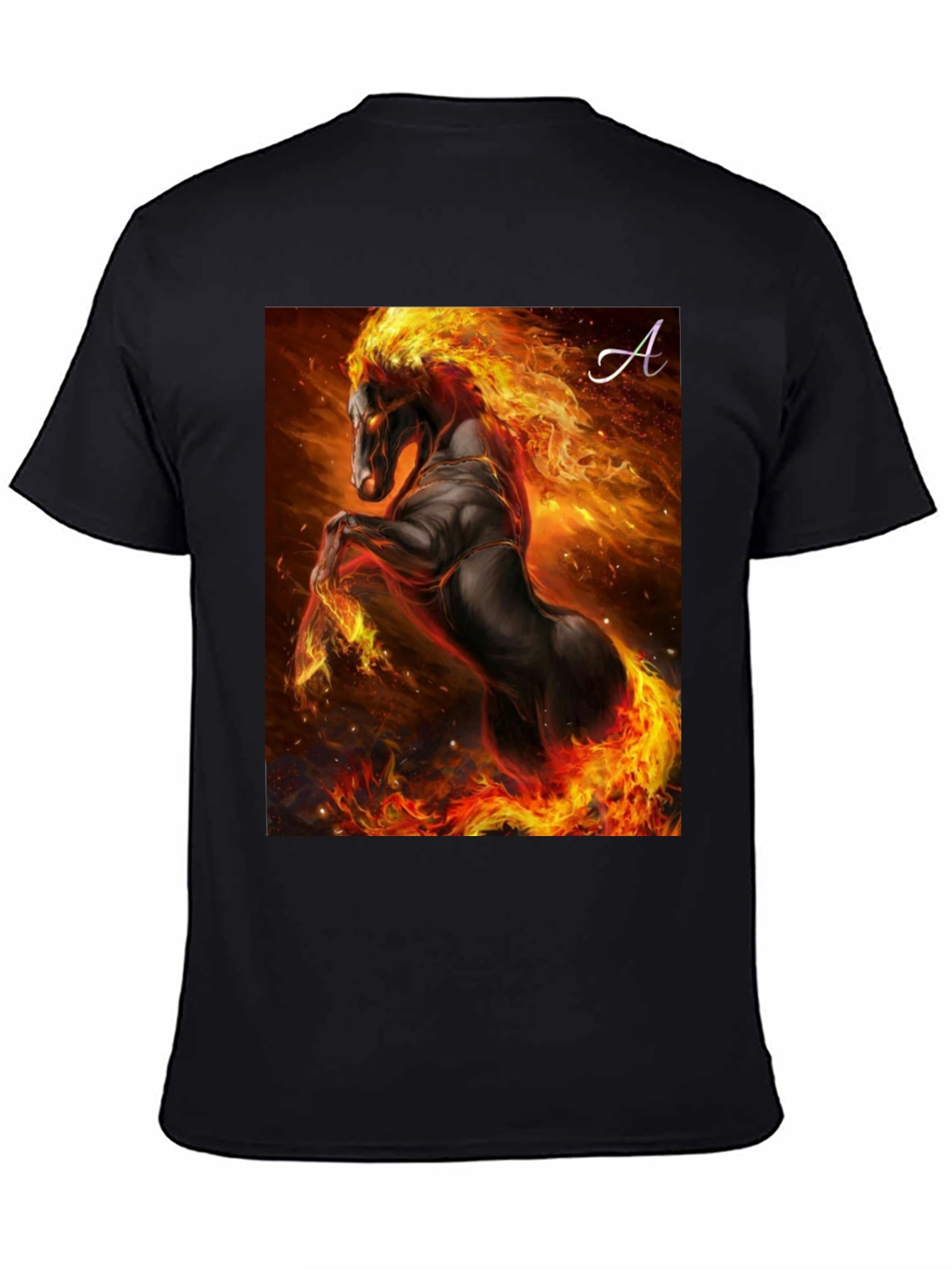 Black Fiery Horse Graphic T-Shirt - Black view 4