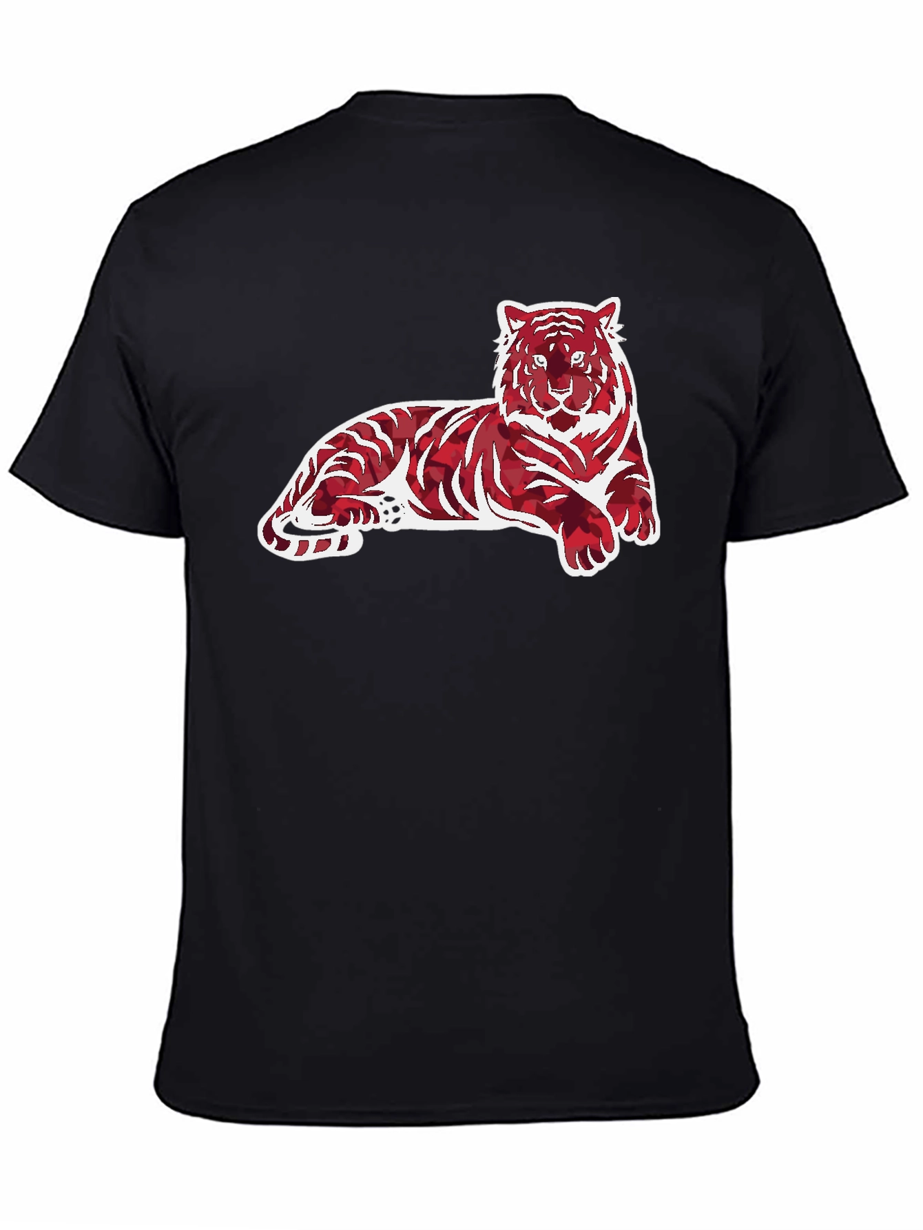 Black Tiger Print Graphic Tee - Men's Casual Wear view 4