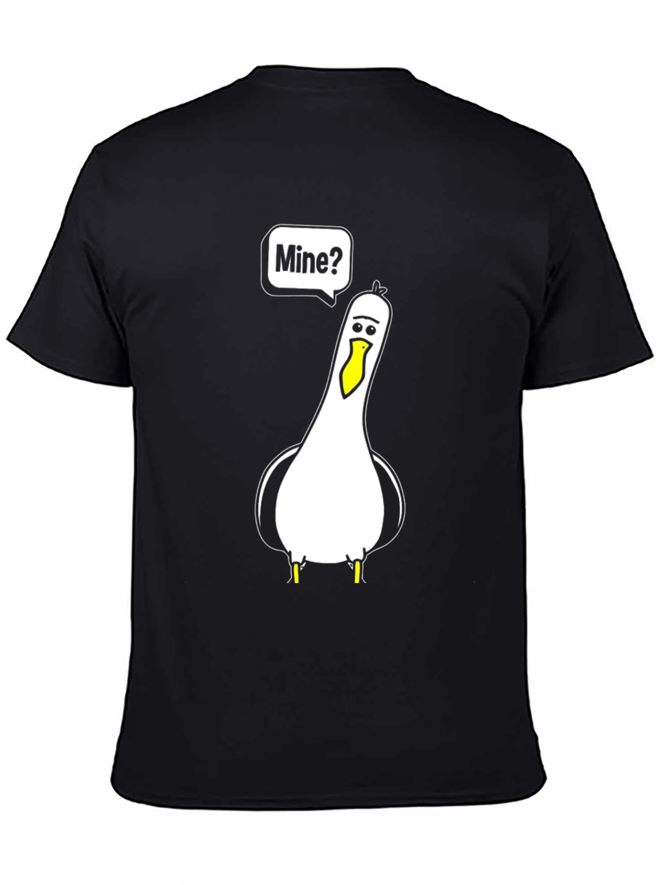 Black Funny Seagull 'Mine?' Graphic T-Shirt view 4