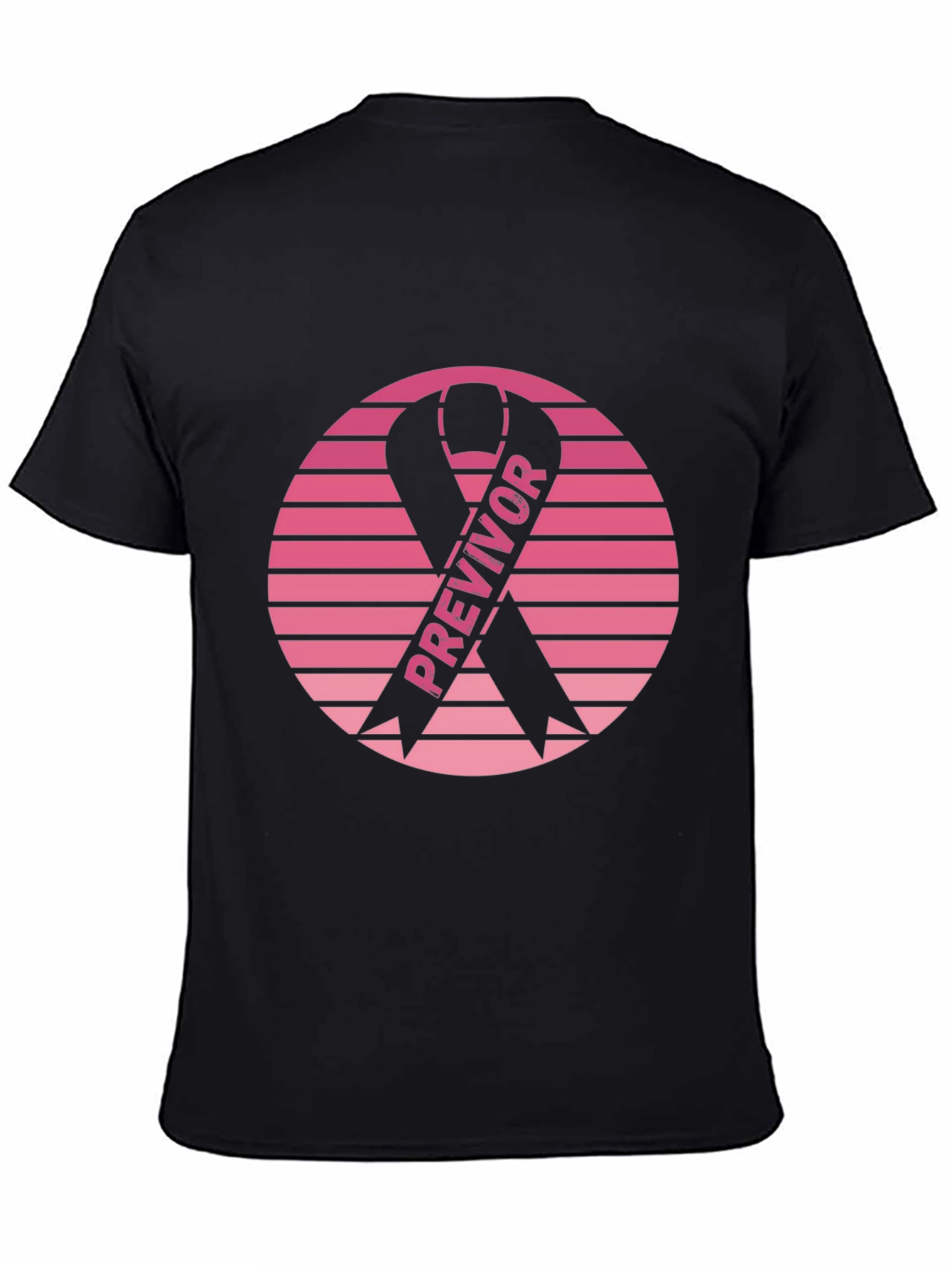 Black Previvor Ribbon Graphic Tee - Breast Cancer Awareness view 4
