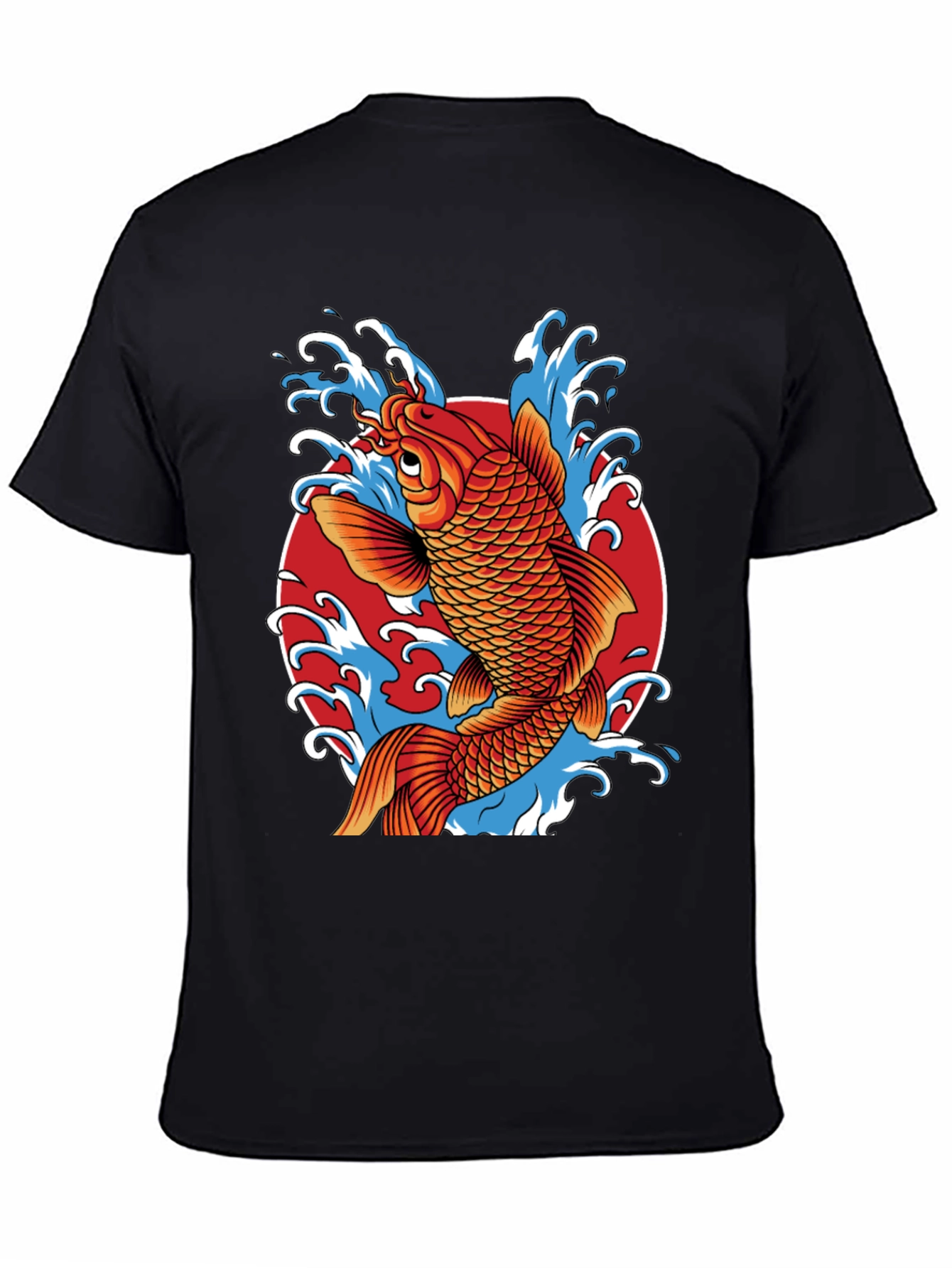Black Koi Fish Graphic Print T-Shirt view 4