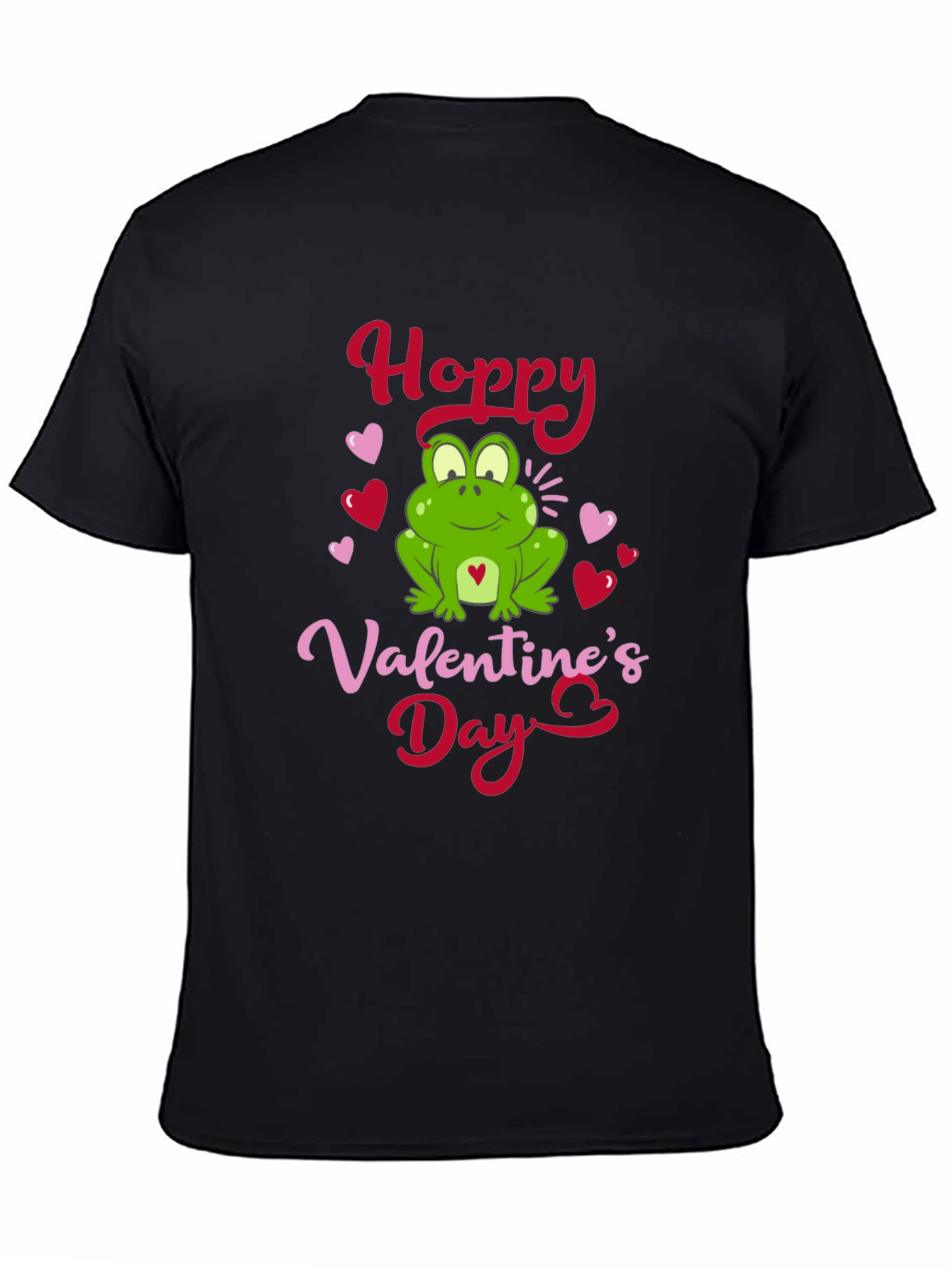 Black Hoppy Valentine's Day Frog Graphic T-Shirt view 4
