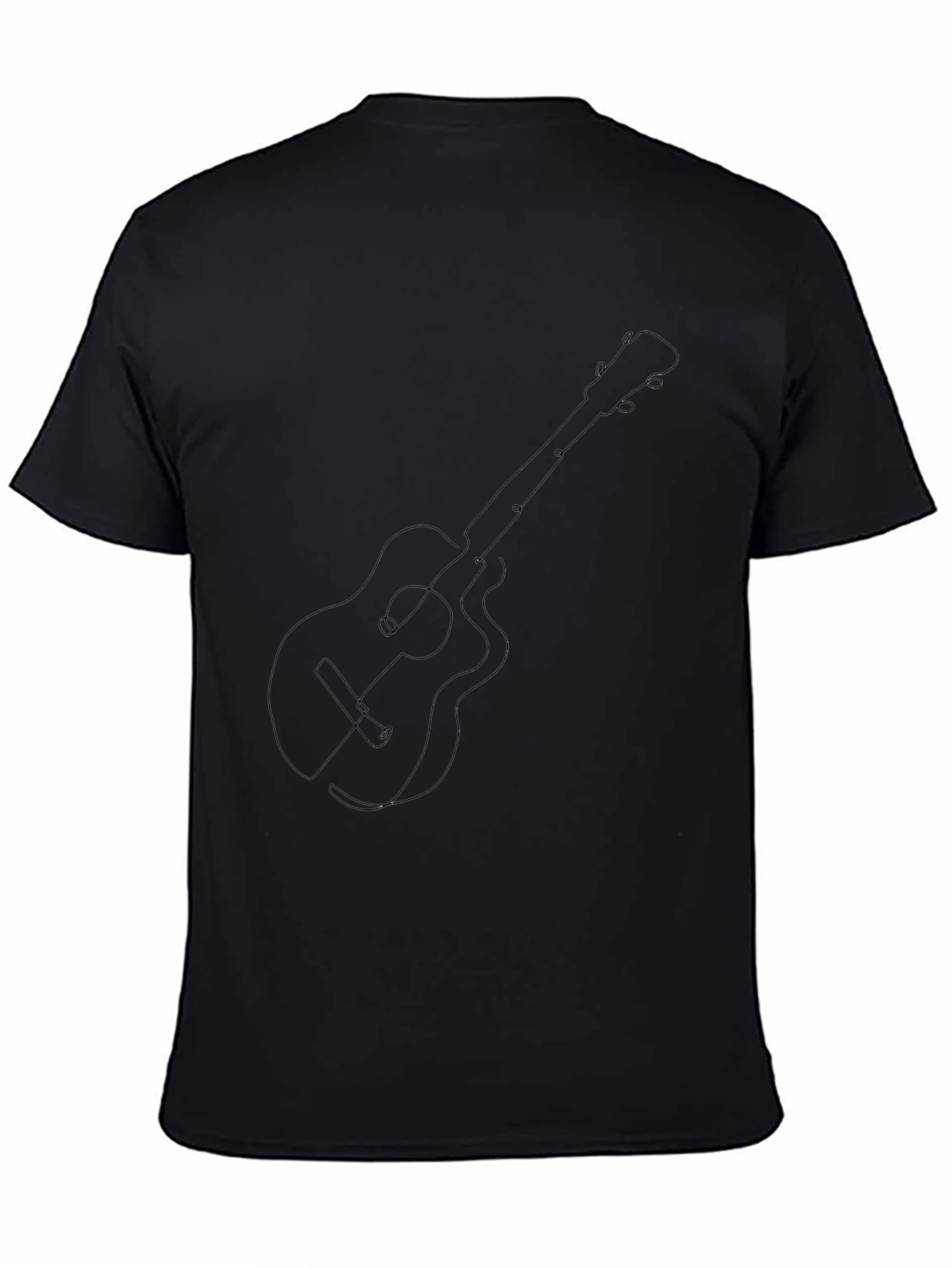Black Guitar Line Art Graphic Tee - Black Cotton Blend view 4