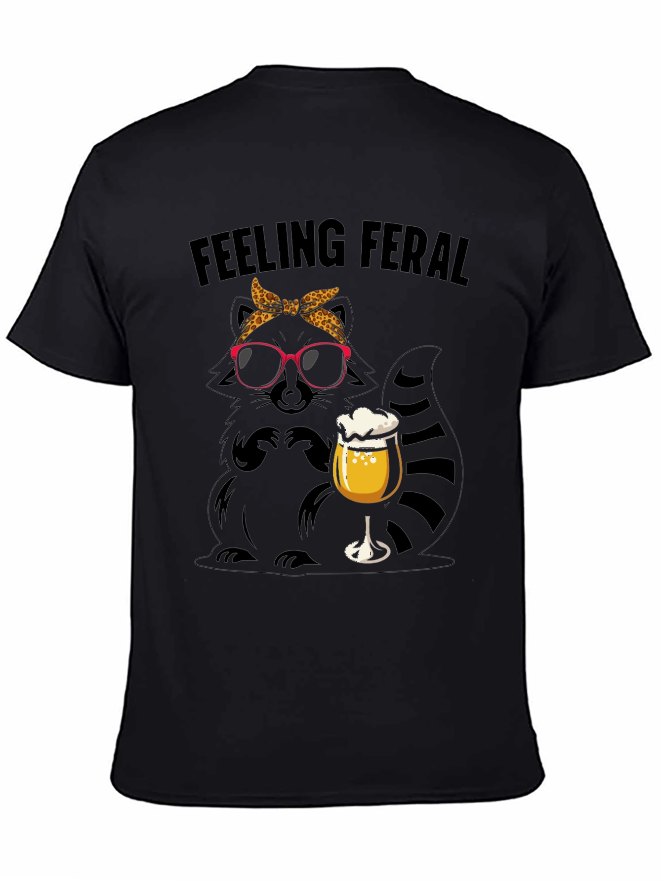 Black Feeling Feral Raccoon Beer T-Shirt view 4