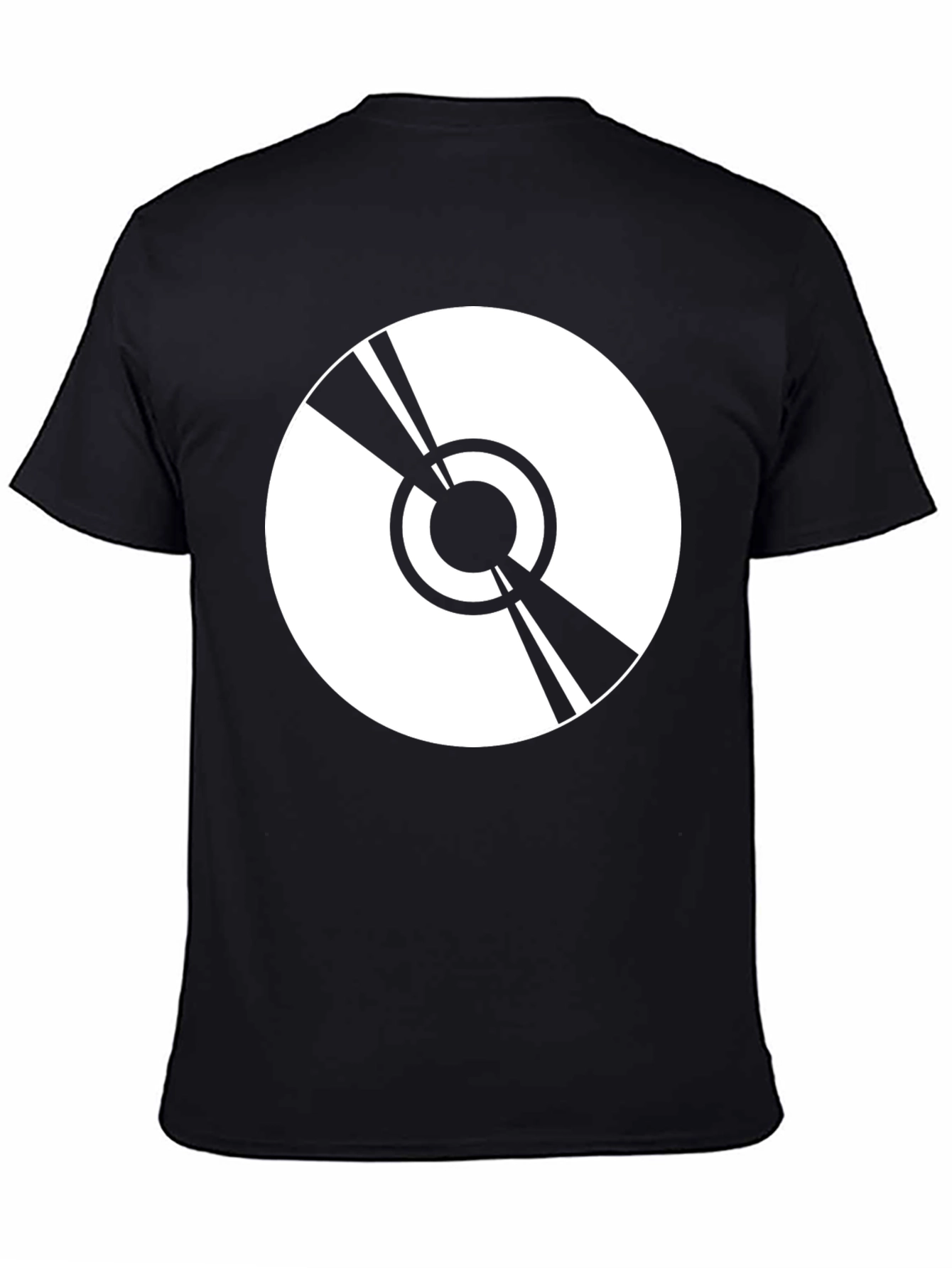 Black Minimalist Vinyl Record Graphic Black T-Shirt view 4