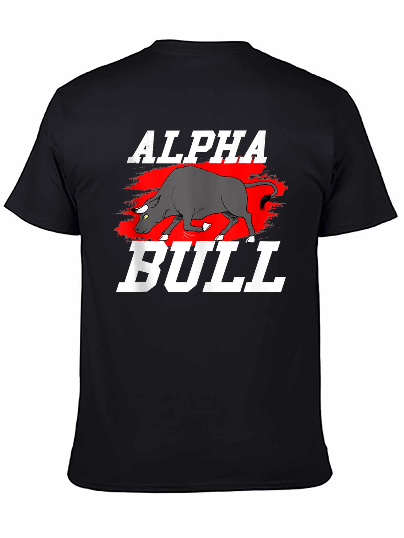 Black Alpha Bull Graphic T-Shirt - Black Cotton Tee view 4