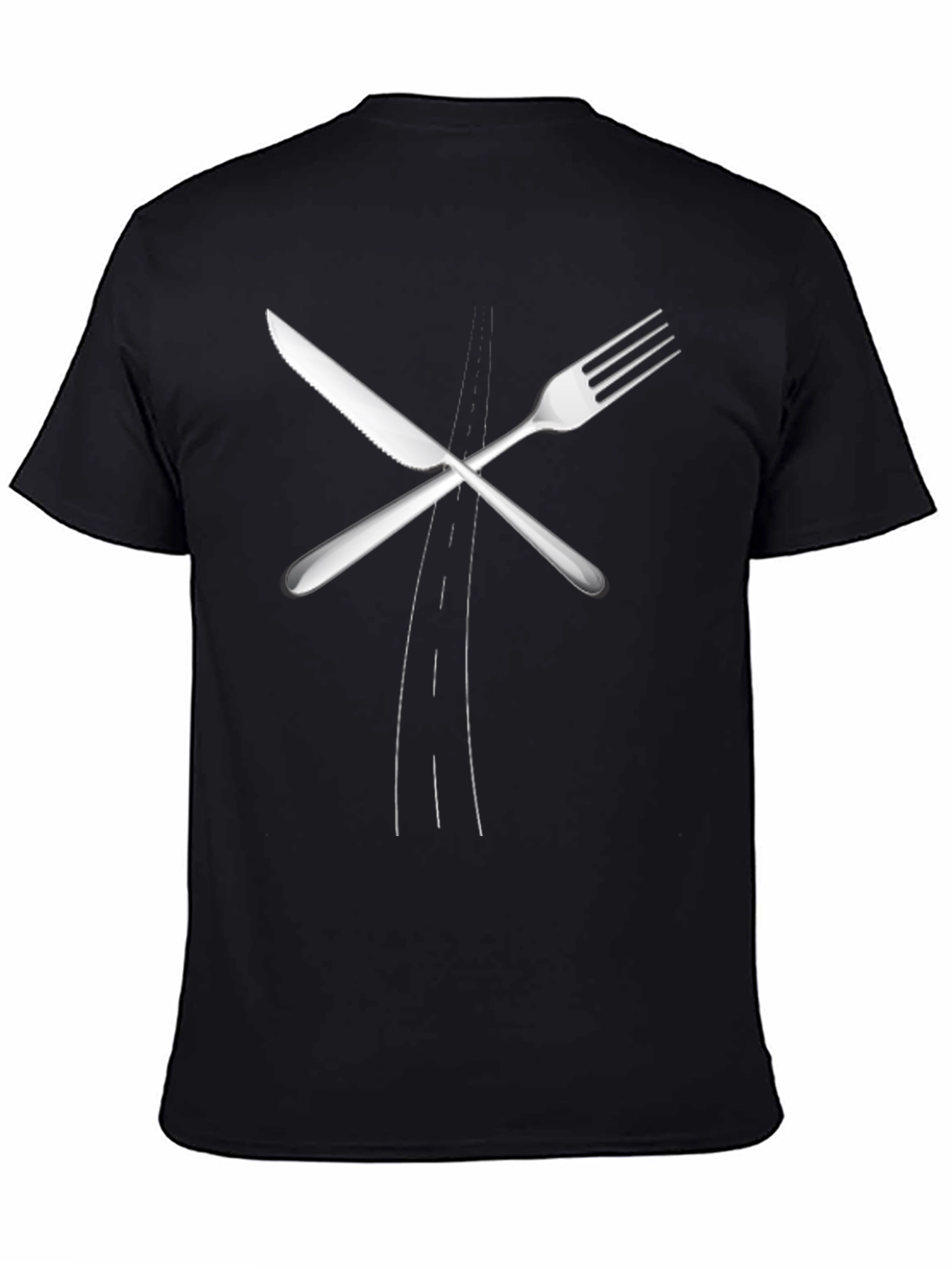 Black Fork & Knife T-Shirt - Unisex Black Crew Neck view 4