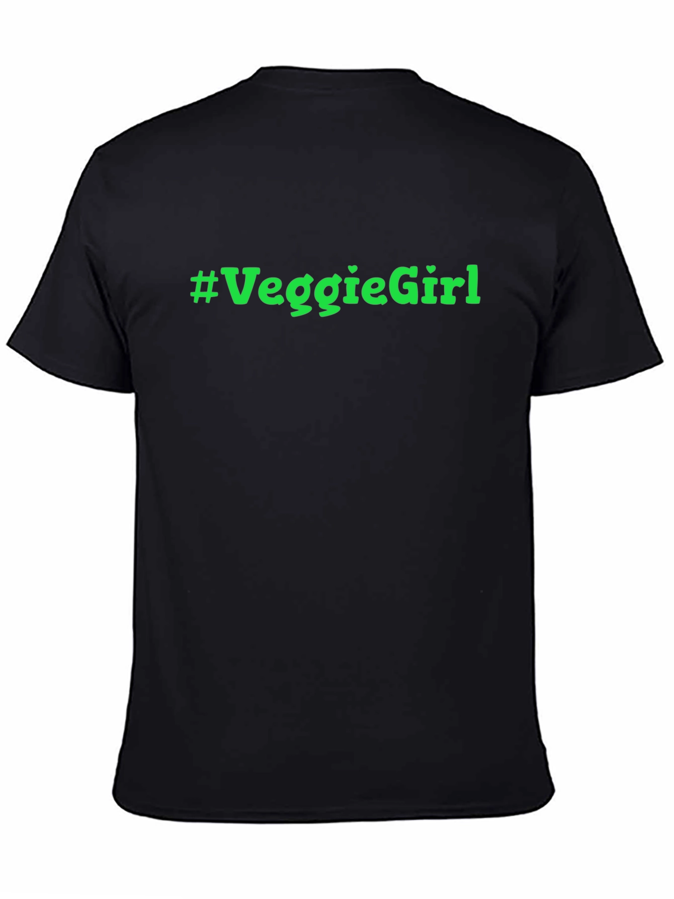 Black Veggie Girl T-Shirt - Black Cotton Tee view 4