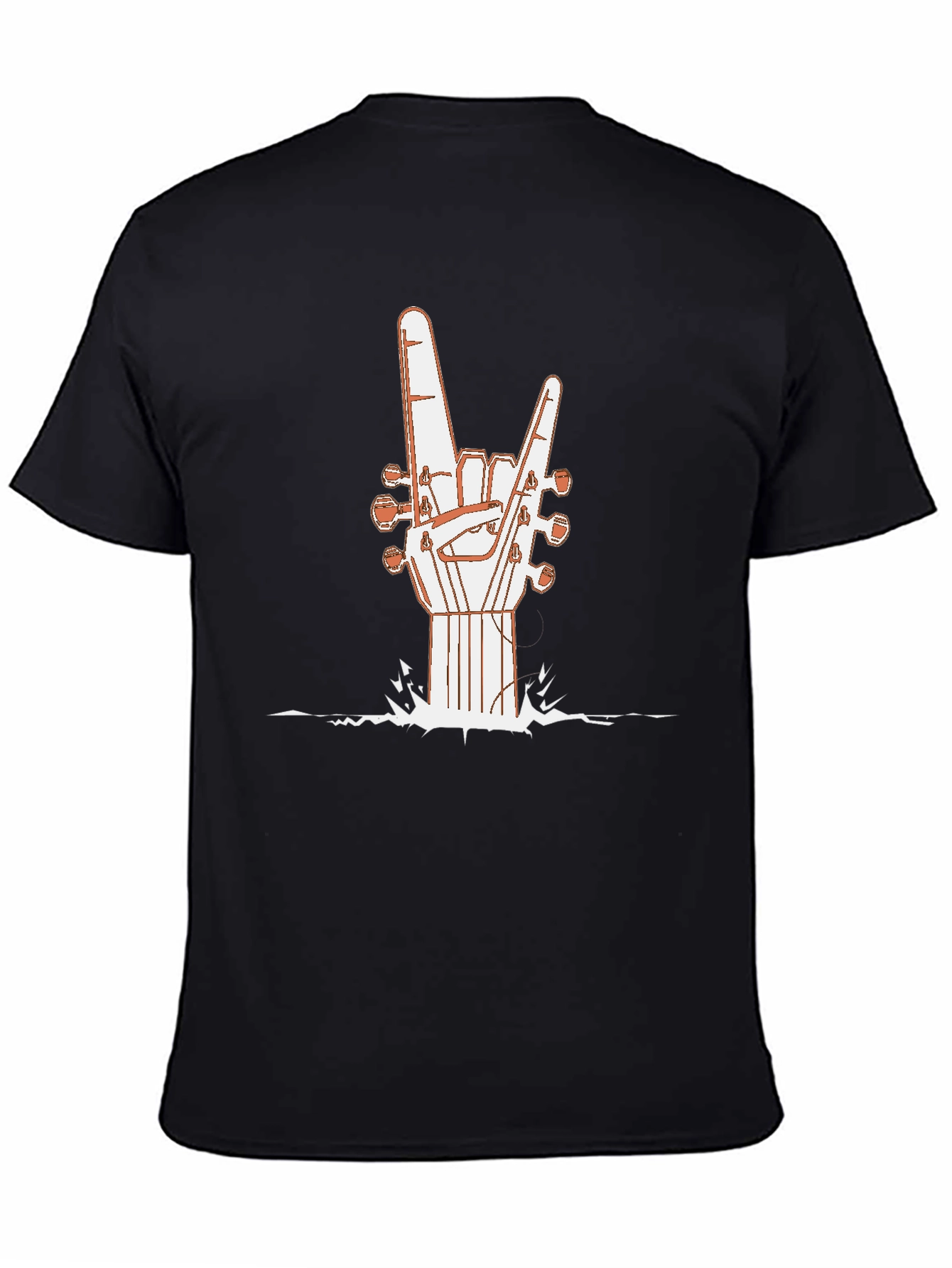 Black Rock On Guitar Hand T-Shirt - Music Lover Tee view 4