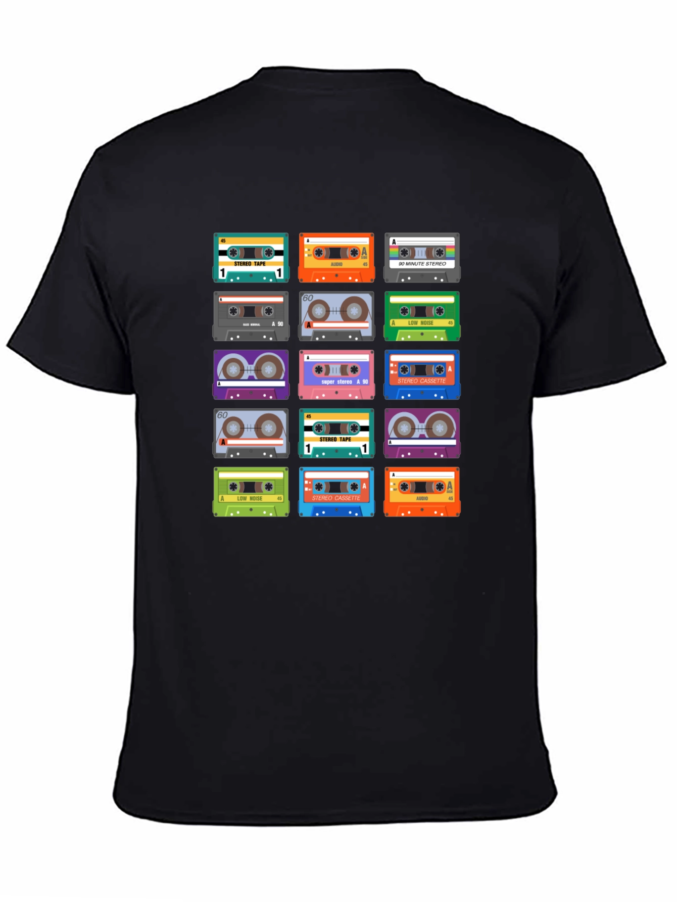 Black Retro Cassette Tape Graphic T-Shirt view 4