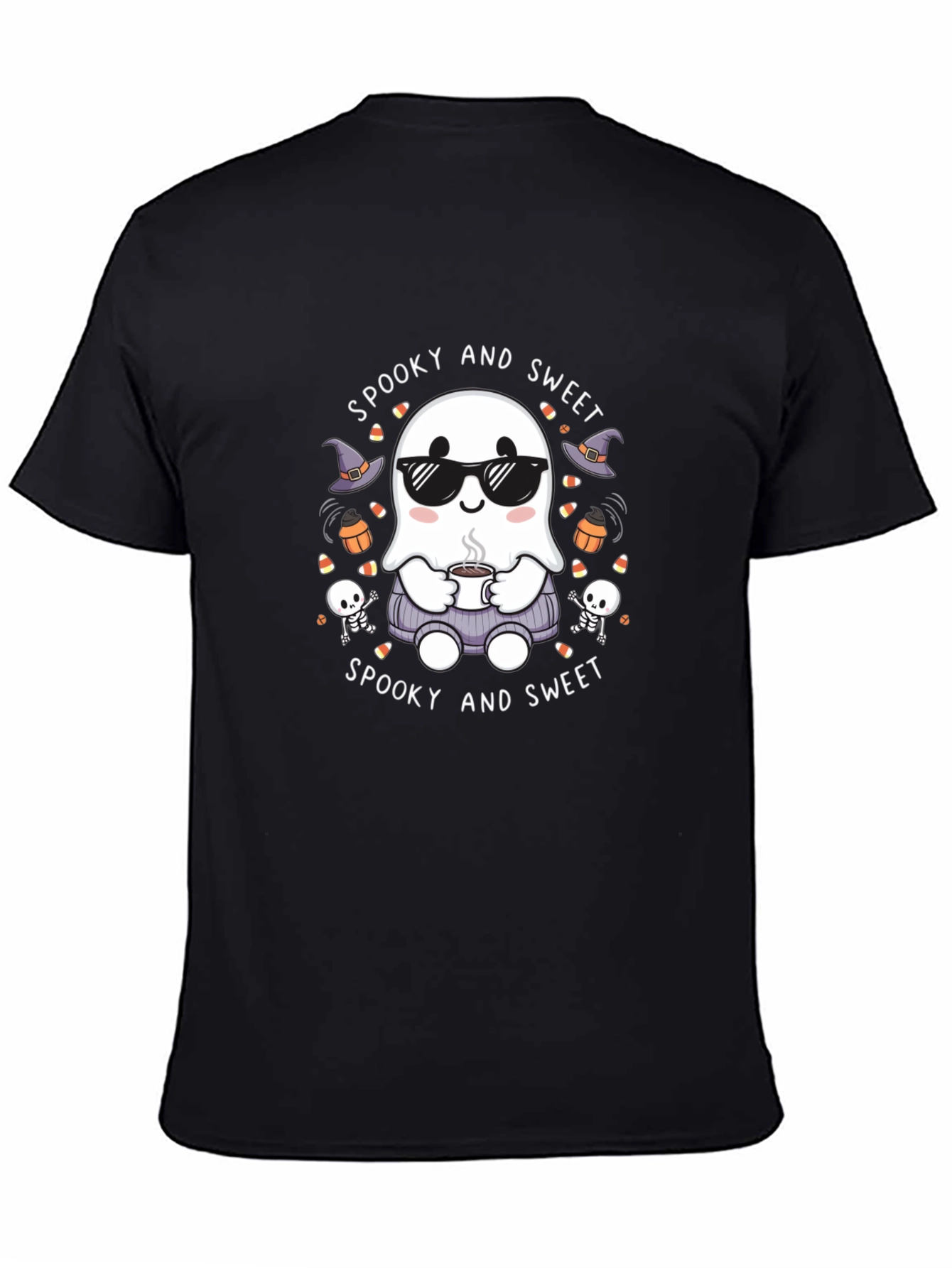 Black Spooky and Sweet Ghost Halloween T-Shirt view 4