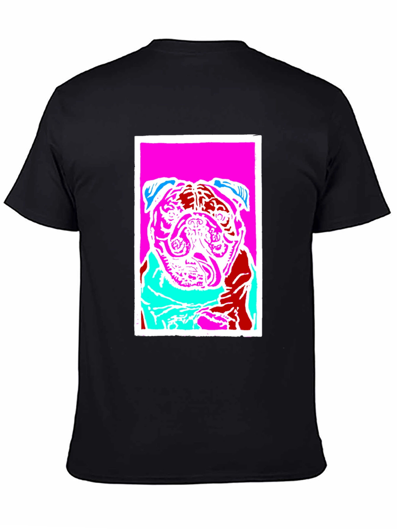 Black Pop Art Pug Graphic Tee - Black Cotton T-Shirt view 4