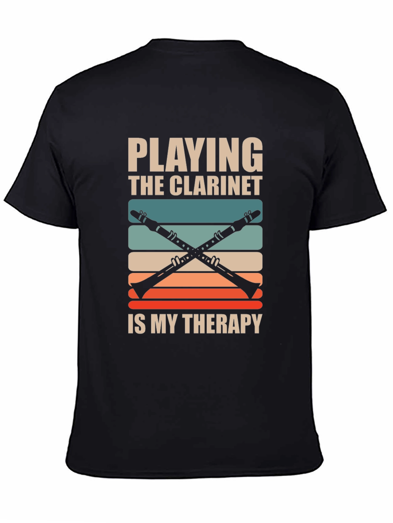 Black Clarinet Therapy T-Shirt - Musician Gift view 4