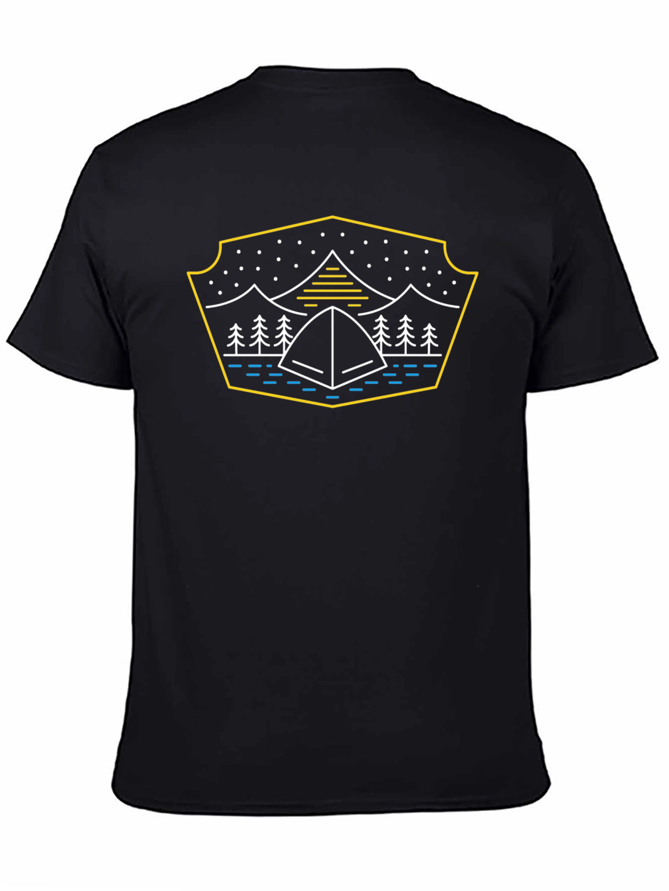 Black Camping Tent Graphic T-Shirt - Black view 4
