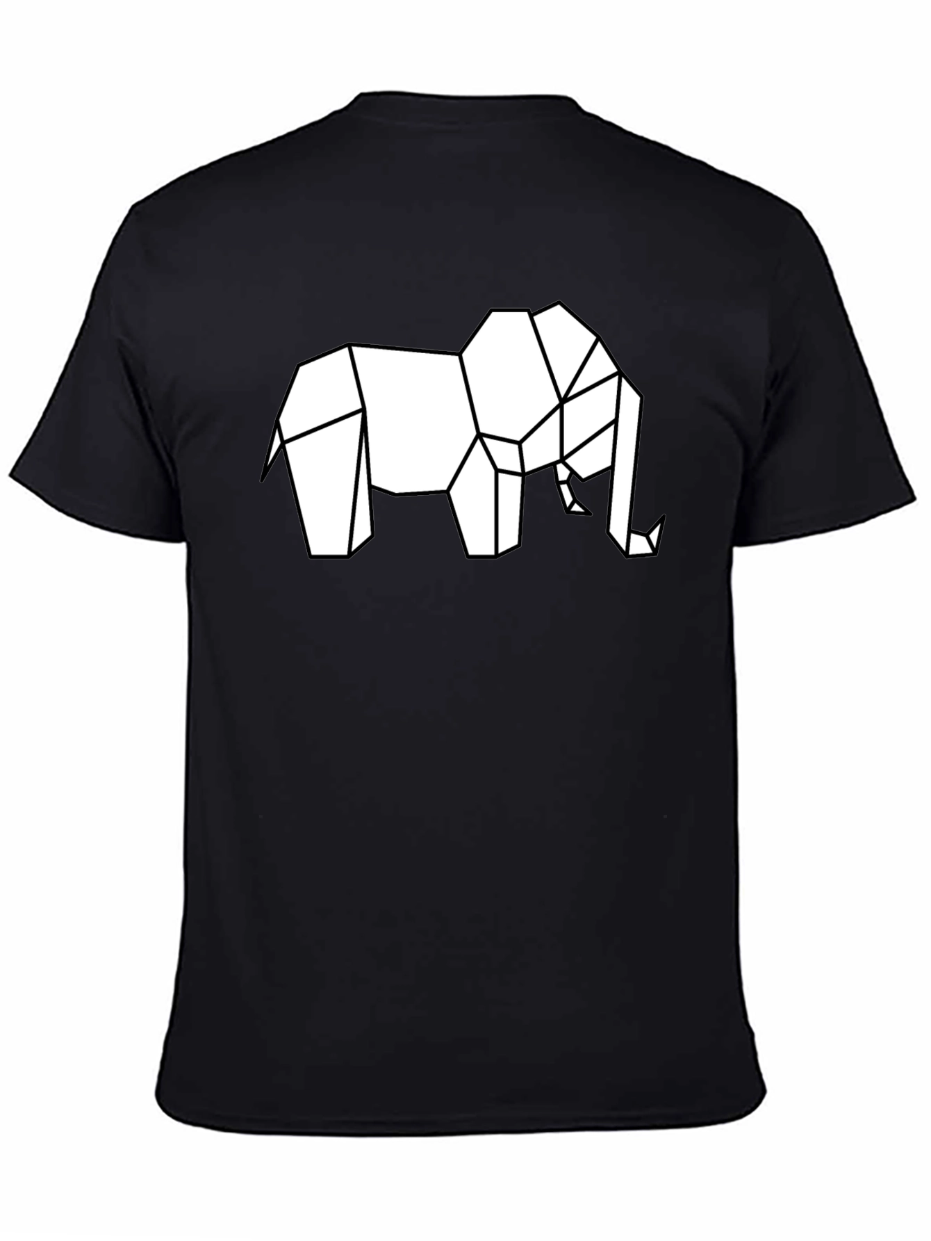 Black Geometric Elephant Graphic T-Shirt view 4