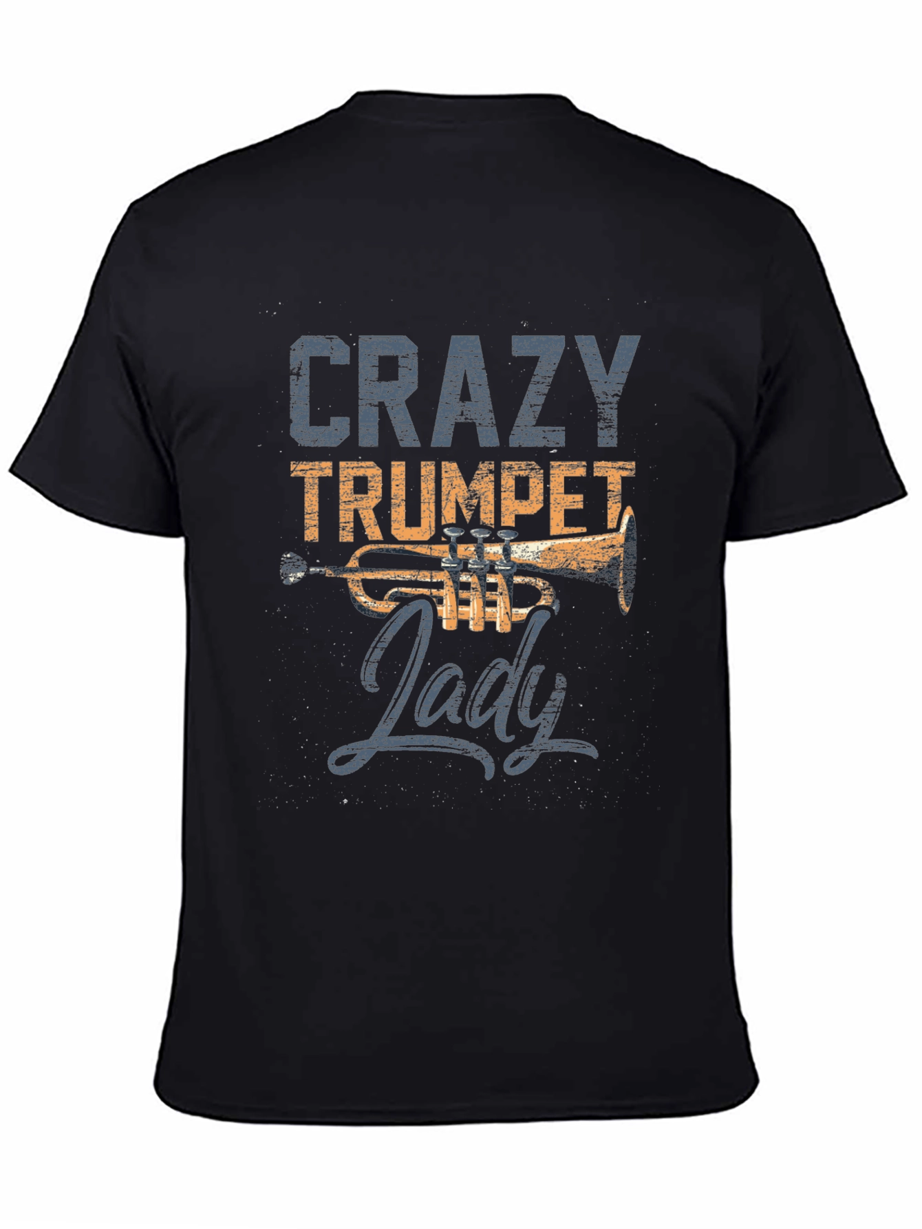Black Crazy Trumpet Lady T-Shirt view 4