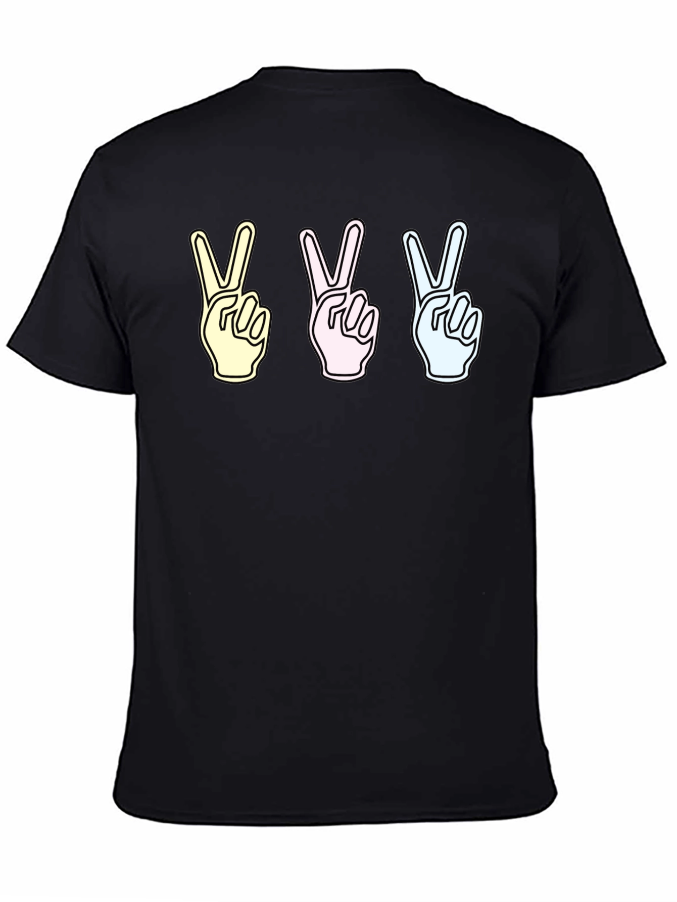 Black Peace Sign T-Shirt - Pastel Gesture Tee view 4