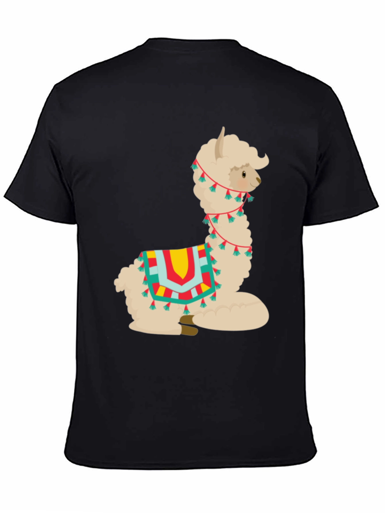 Black Alpaca T-Shirt - Cute Cartoon Llama Graphic Tee view 4