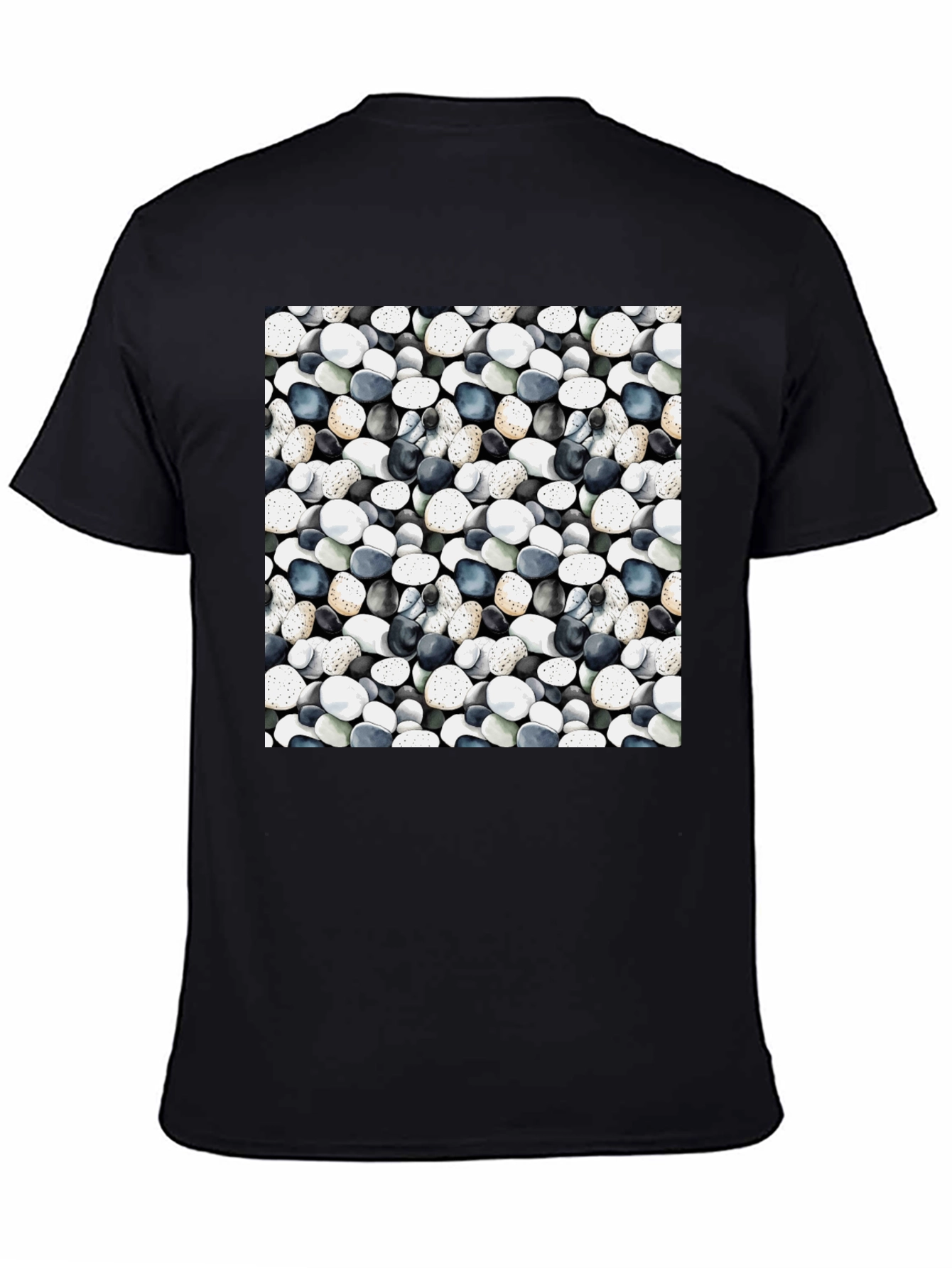 Black Pebble Pattern Black T-Shirt view 4