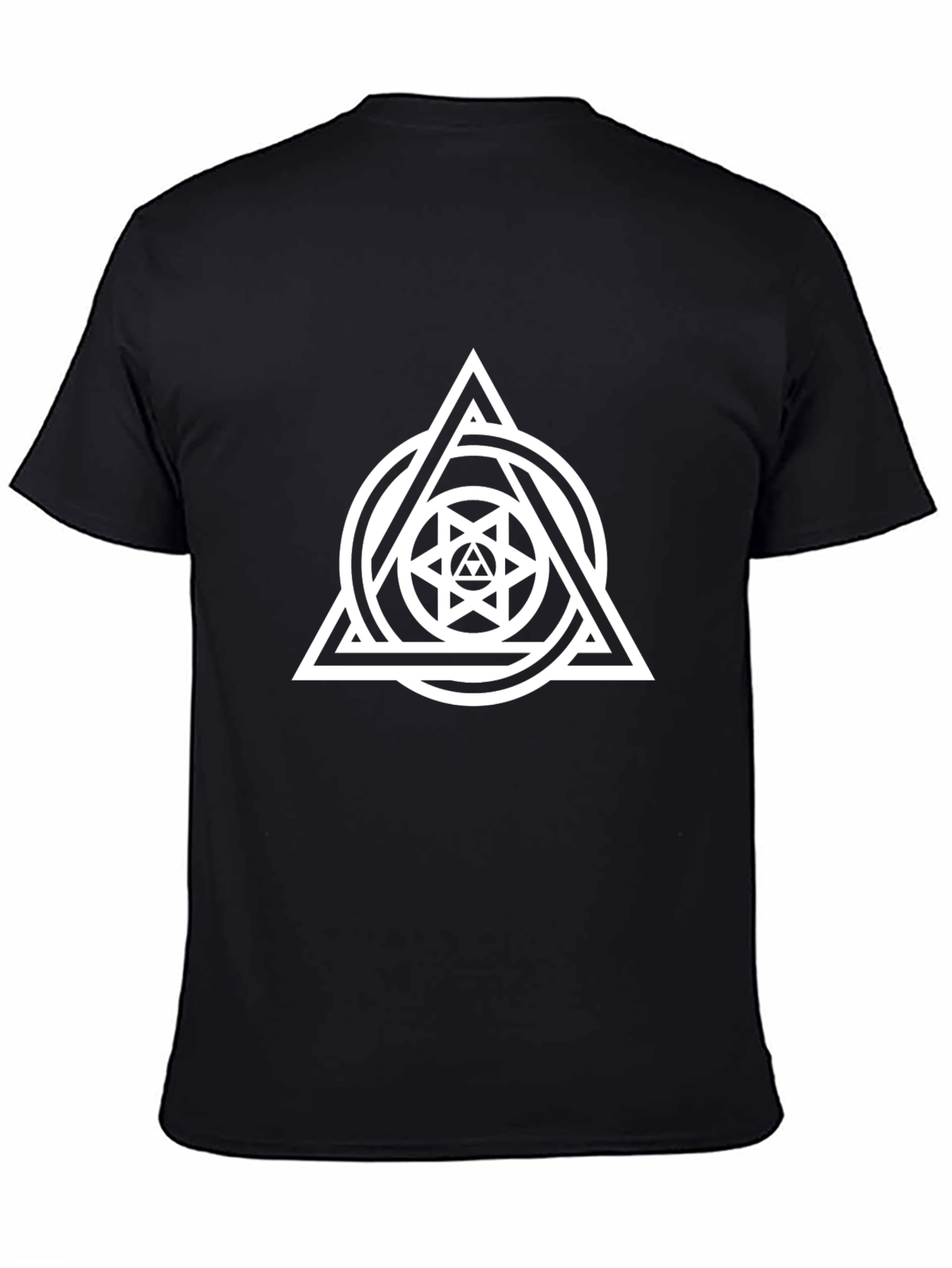 Black Geometric Triangle Circle Graphic Tee view 4