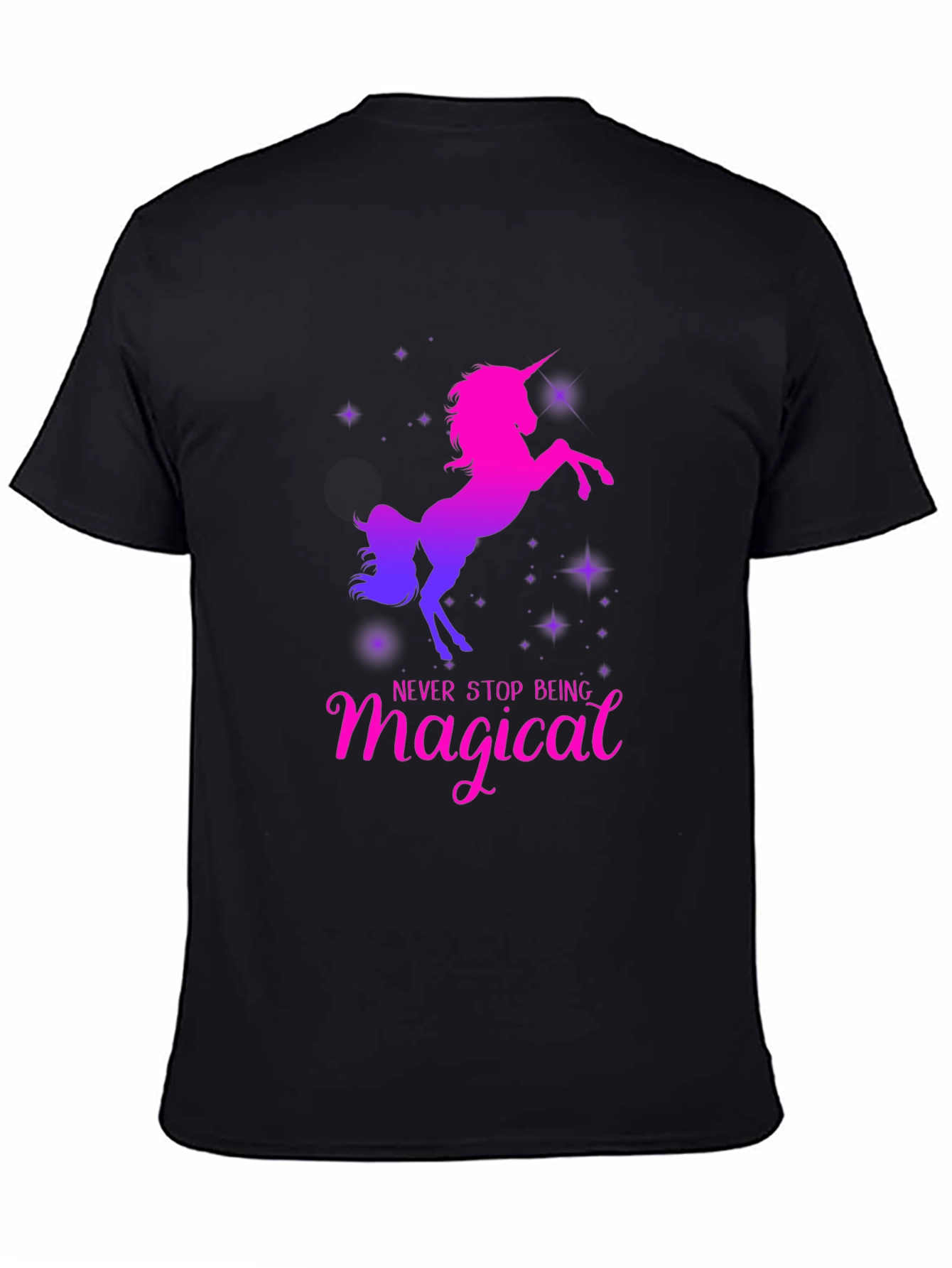 Black Magical Unicorn T-Shirt - Black view 4