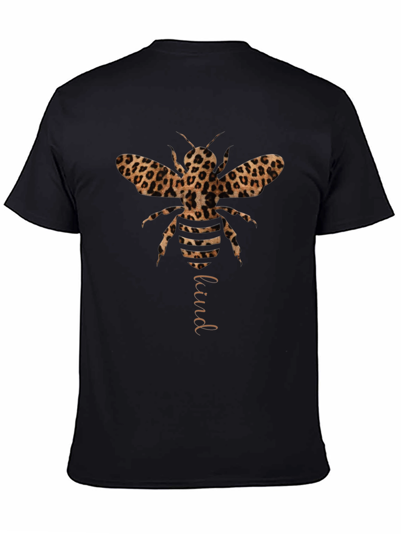 Black Leopard Print Bee Kind T-Shirt view 4