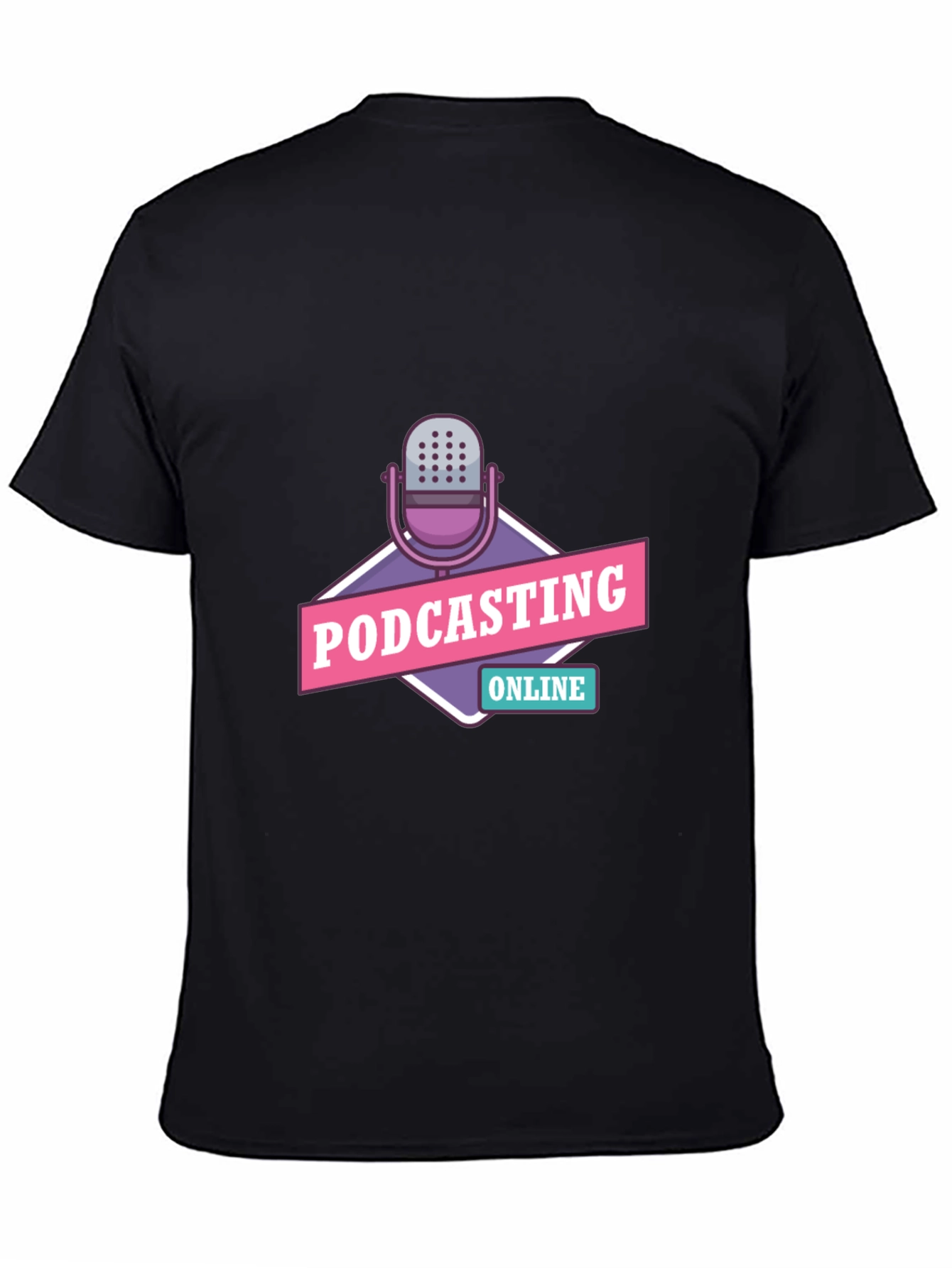 Black Podcasting Online Graphic Tee - Black Cotton T-Shirt view 4
