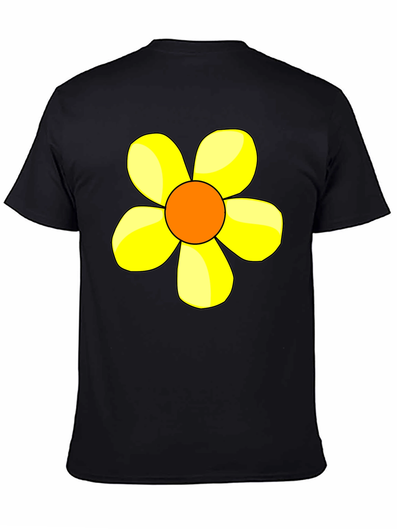 Black Black T-Shirt with Yellow Flower Graphic view 4